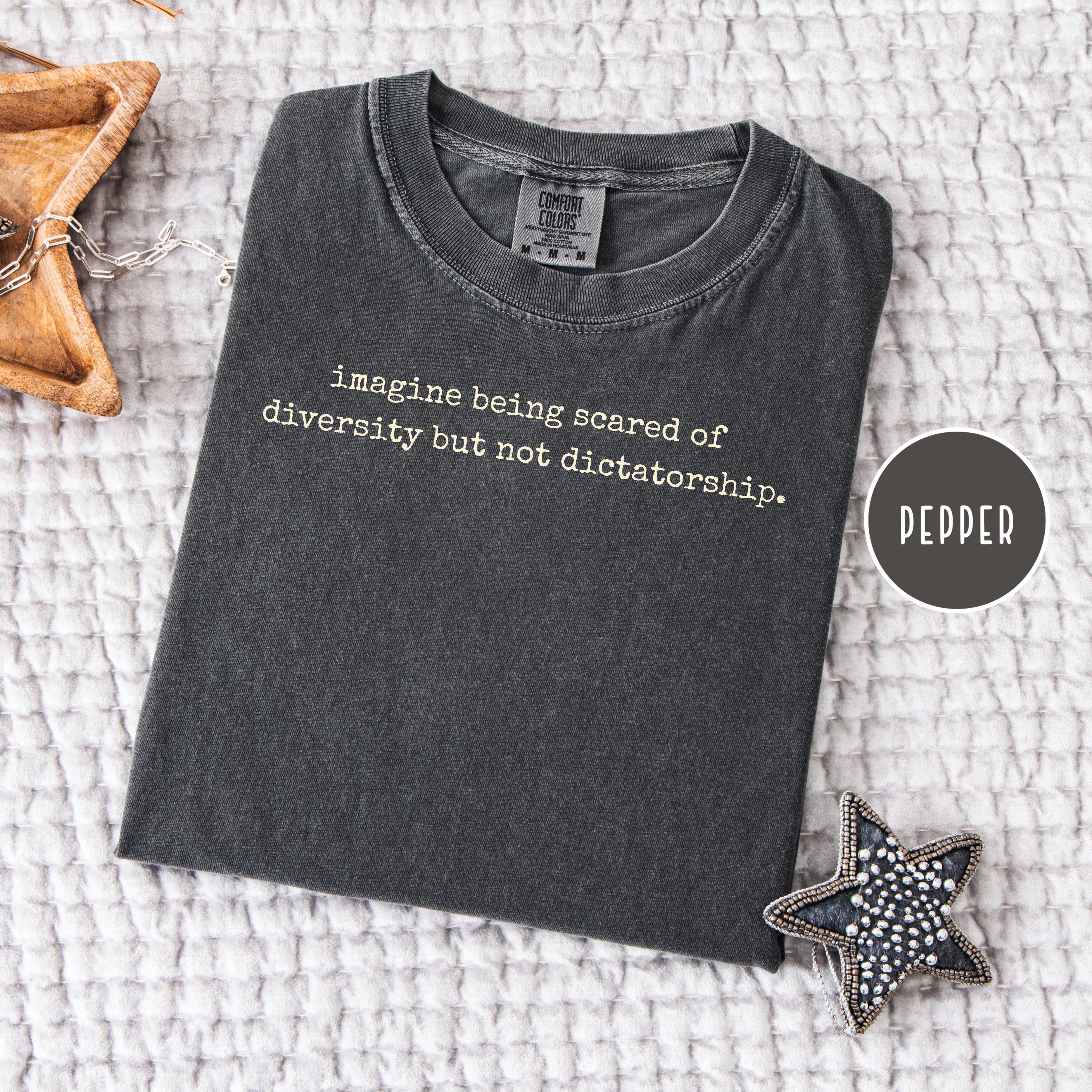 Anti-Trump Pro-Democracy Comfort Colors Tee, Imagine Being Scared of Diversity But Not Democracy