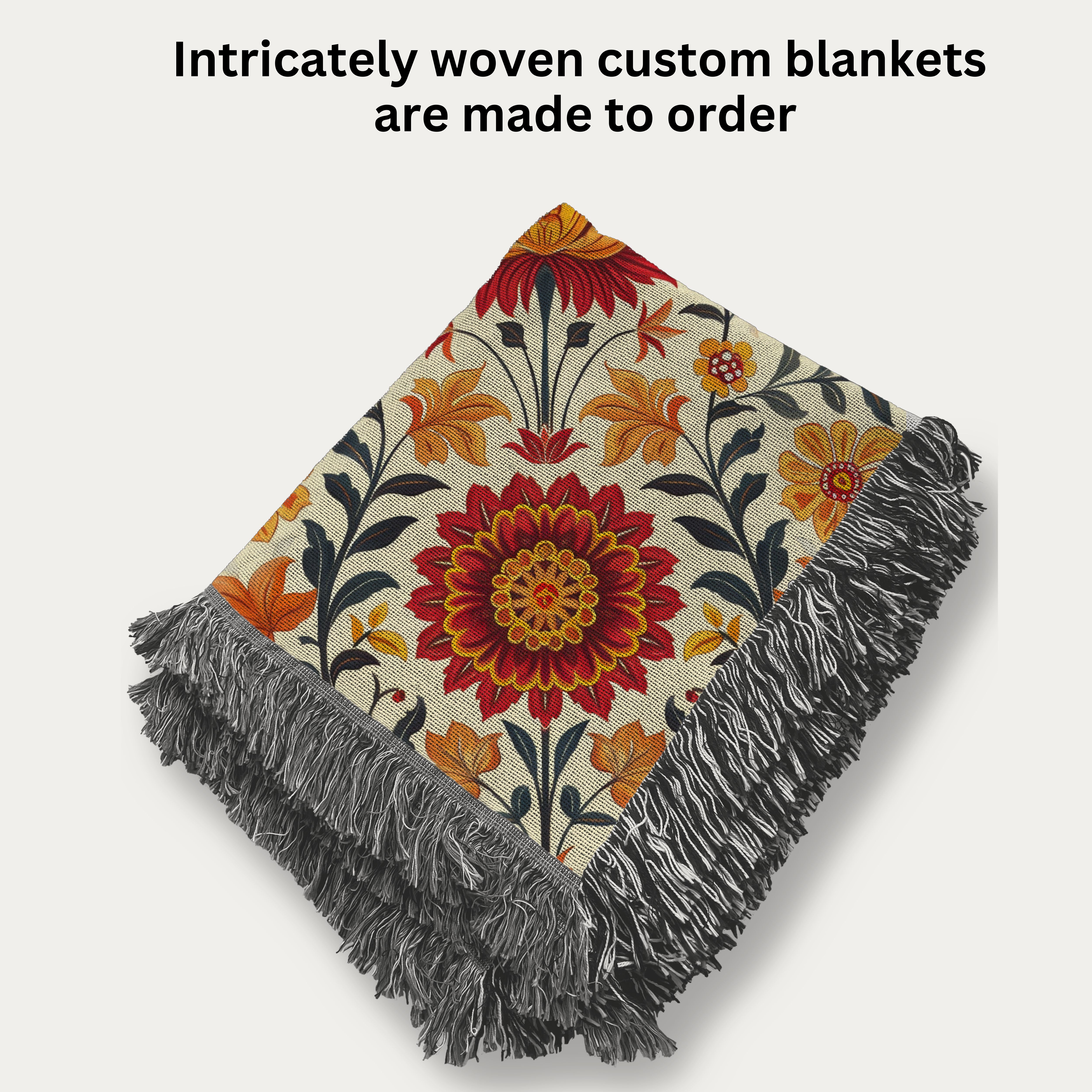 Floral Hand-Woven Throw Blanket Makes Beautiful House Warming Gift, Perfect for Living Room or Guest Room