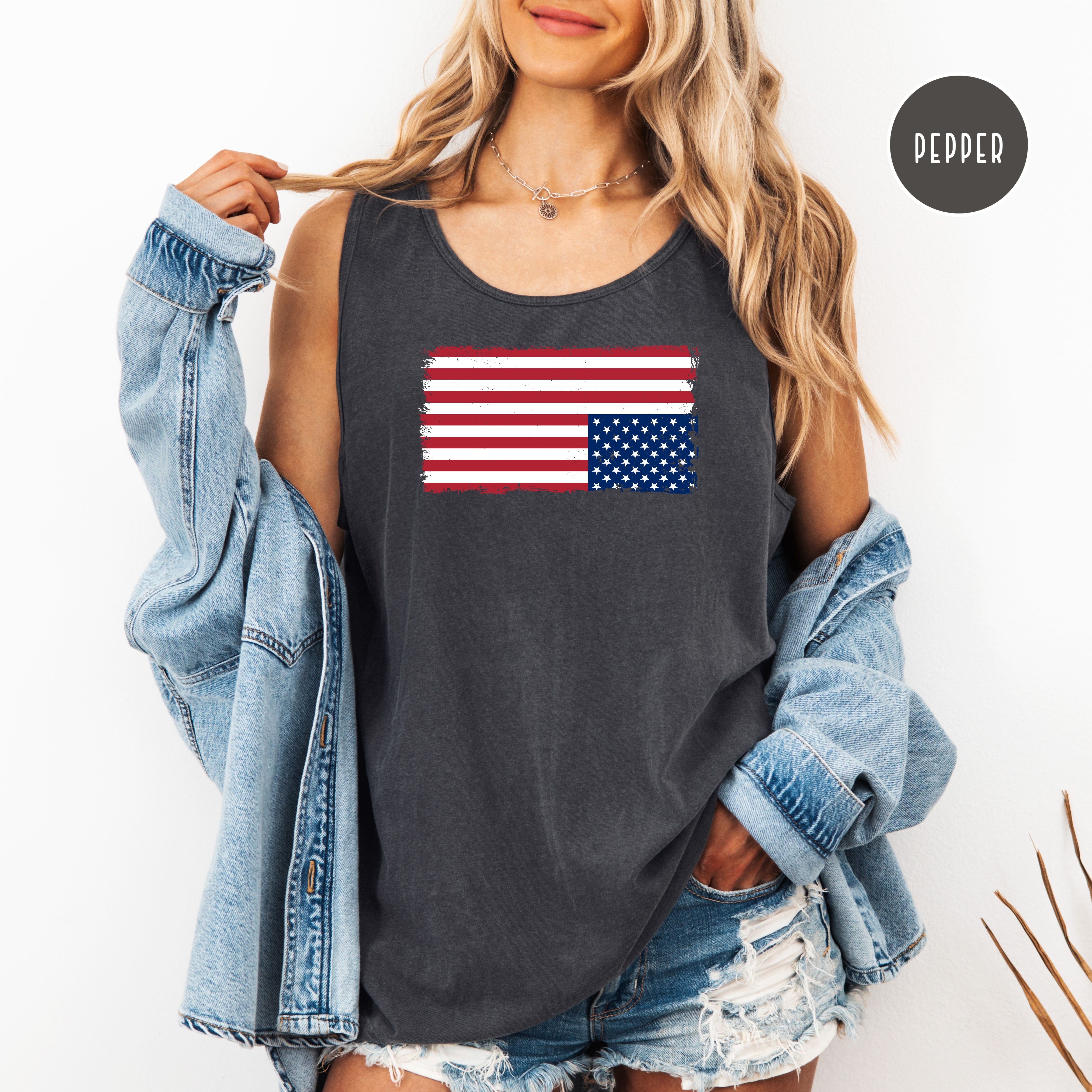 Upside Down Flag Comfort Colors Tank Top, Anti Trump Protest Shirt, Democrat Gift Shirt, Pro Democracy Anti Fascism Tank Top