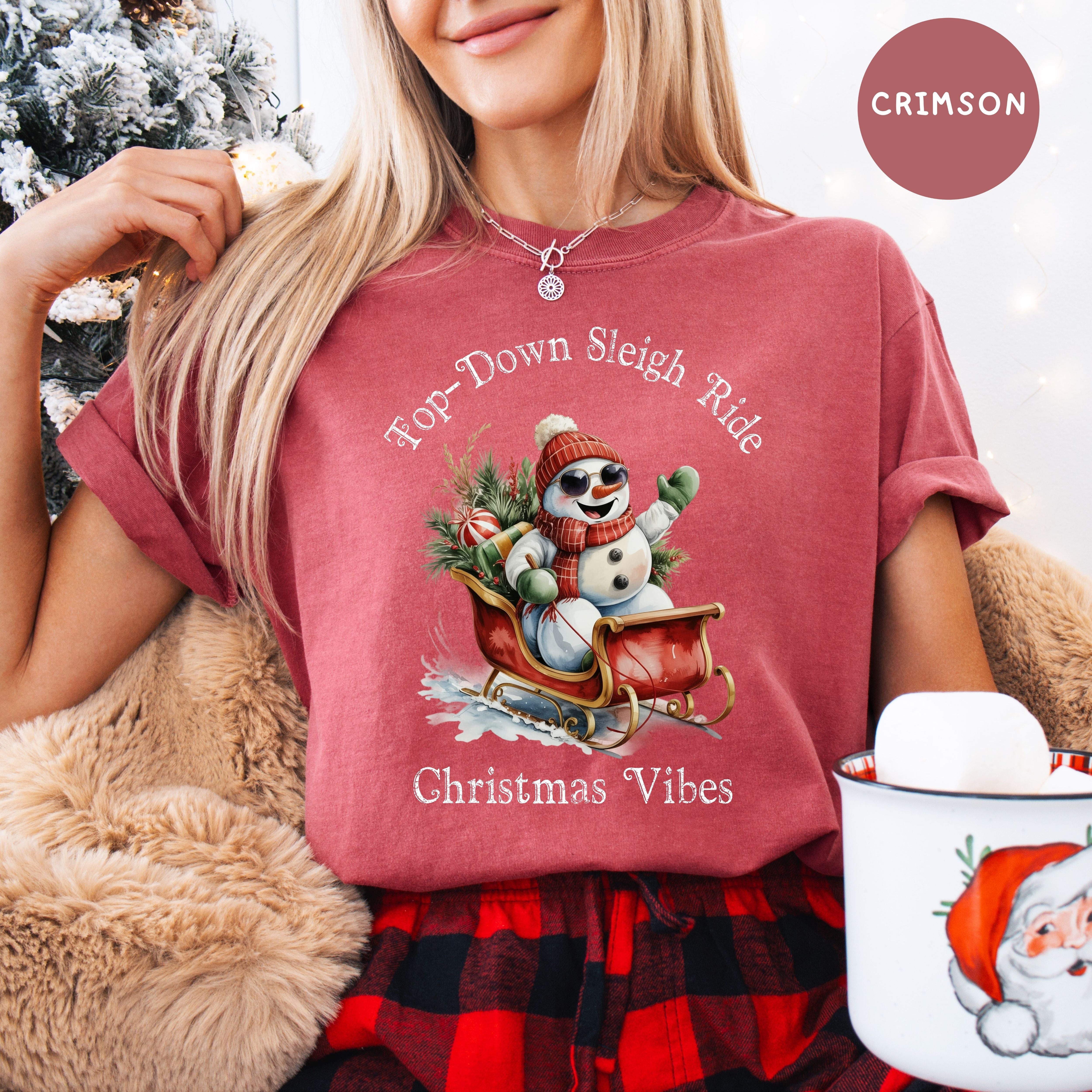 Top-Down Sleigh Ride Christmas Vibes Comfort Colors Gift Shirt