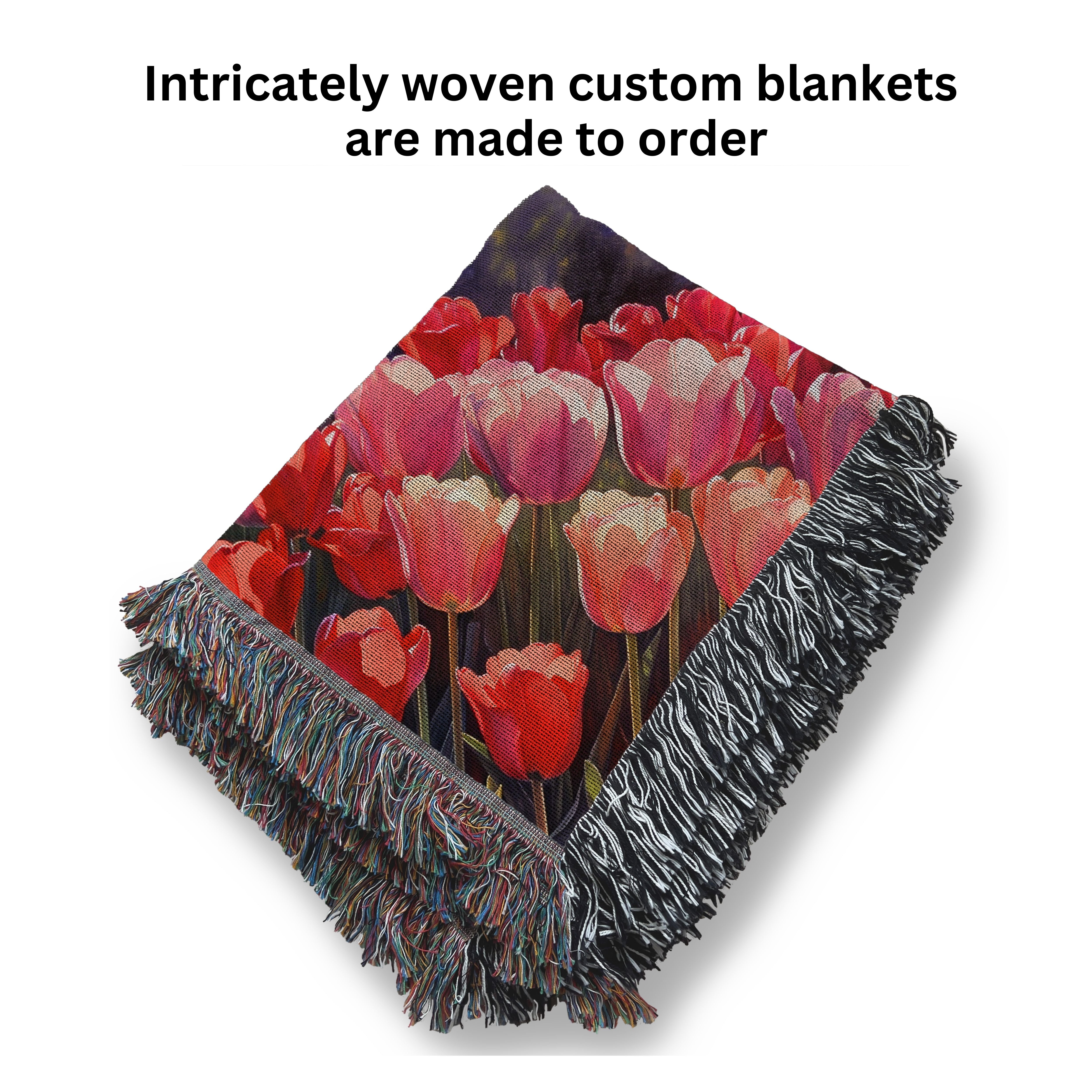 Watercolor Tulips Woven Throw Blanket Gift