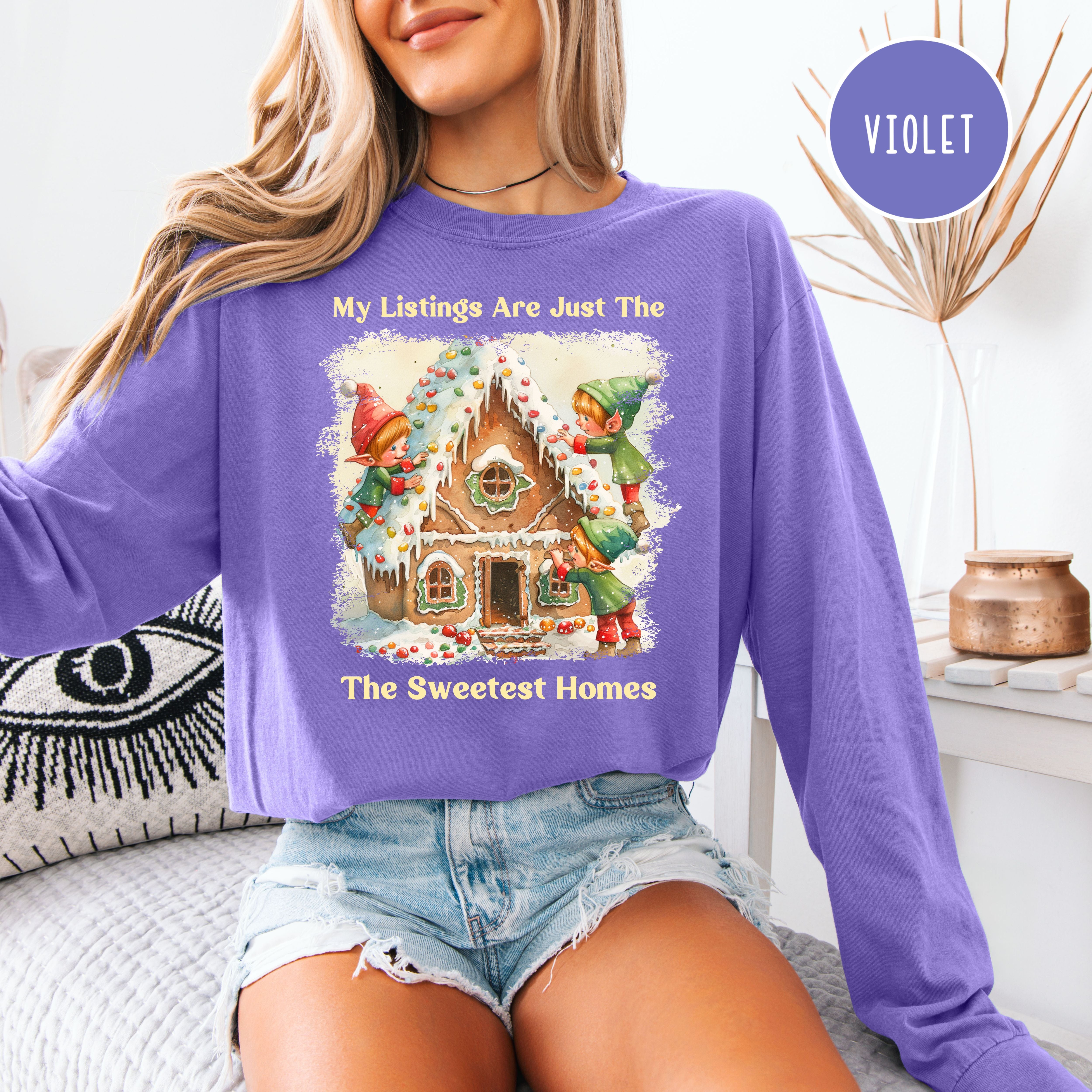 Funny Real Estate Agent Christmas Comfort Colors Unisex Long Sleeve Shirt