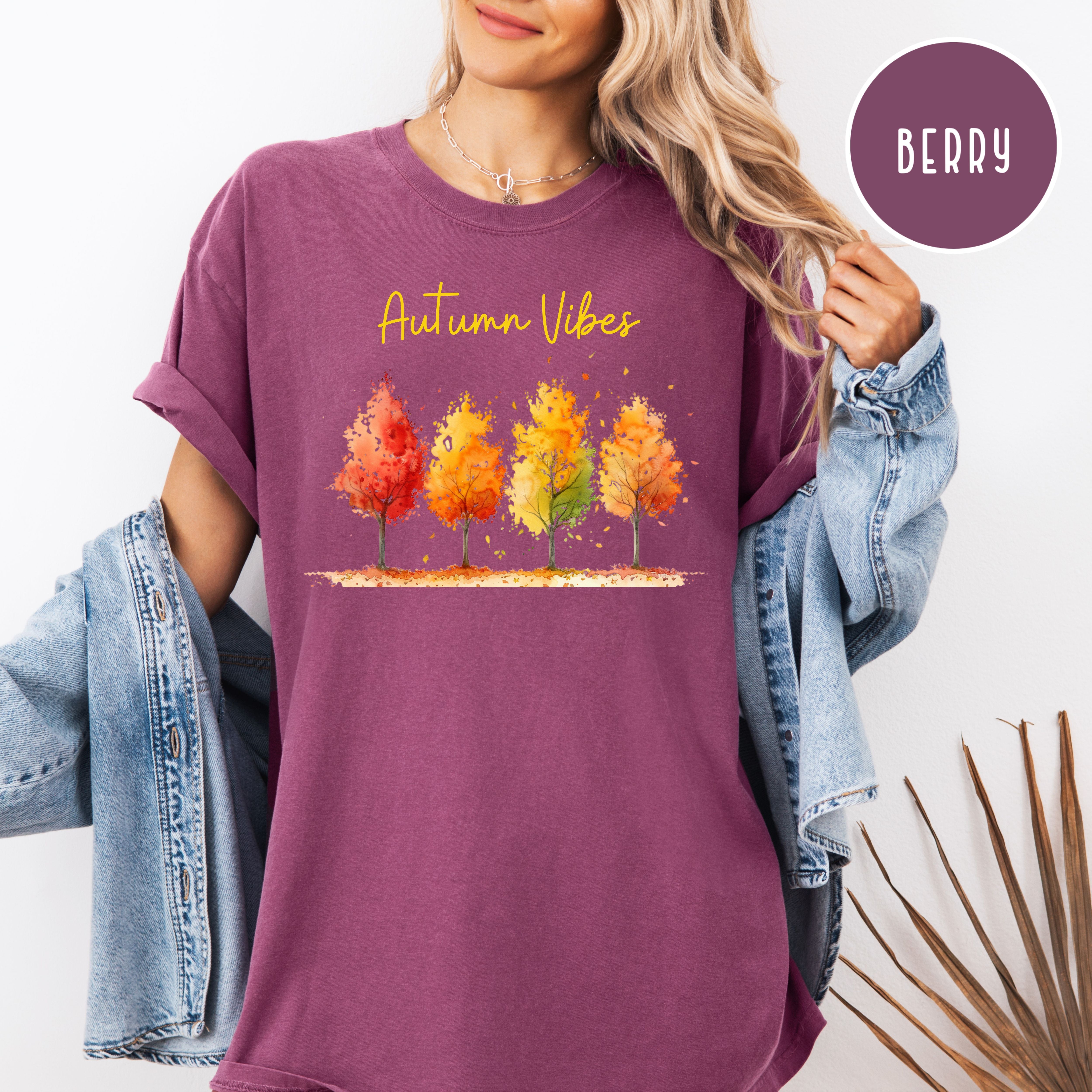Autumn Vibes Colorful Fall Leaves Comfort Colors Tee, Thanksgiving Season Gift Shirt
