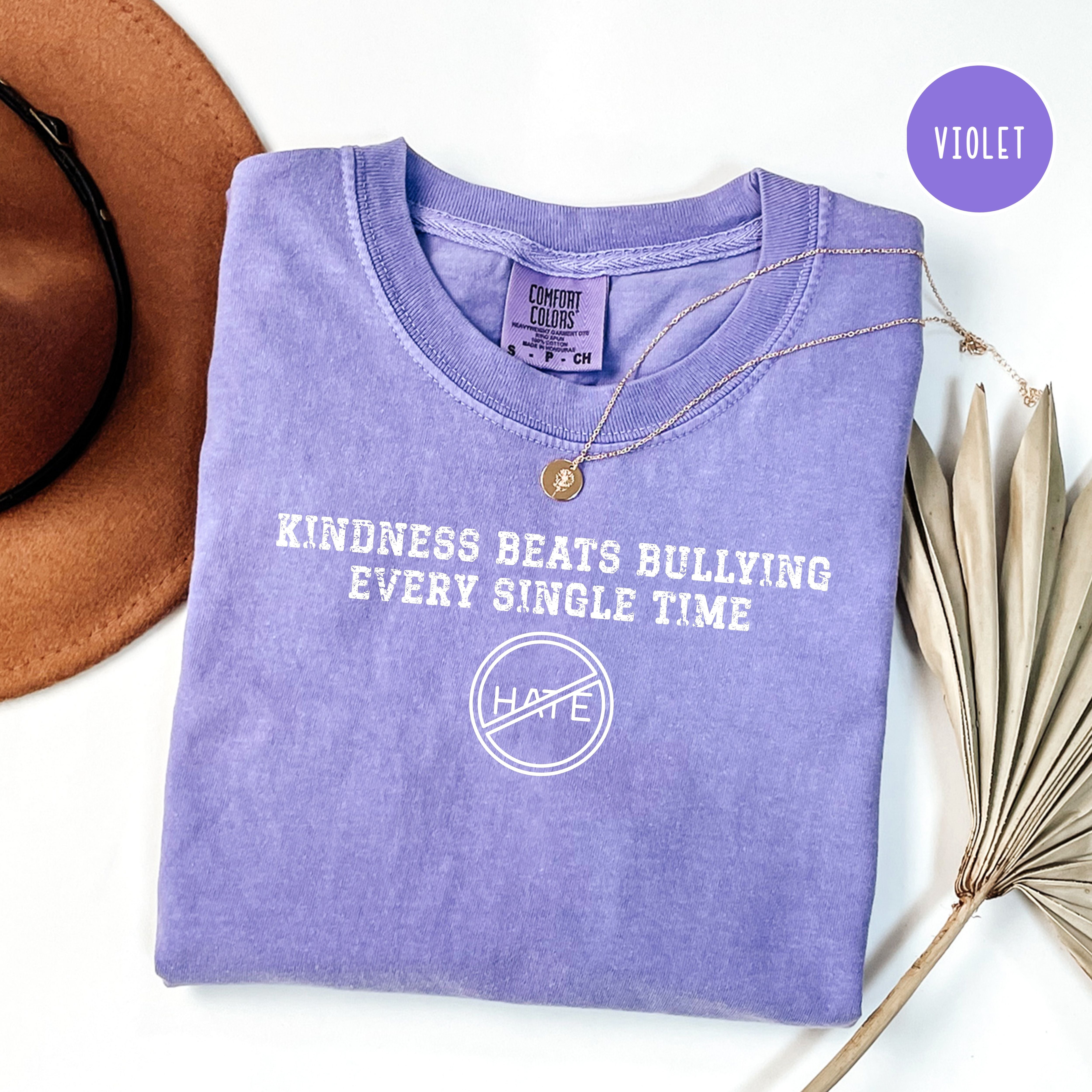 Kindness Unisex Comfort Colors T-Shirt, Anti Bullying Shirt, Anti-Hate Shirt, Kindness Beats Bullying Shirt