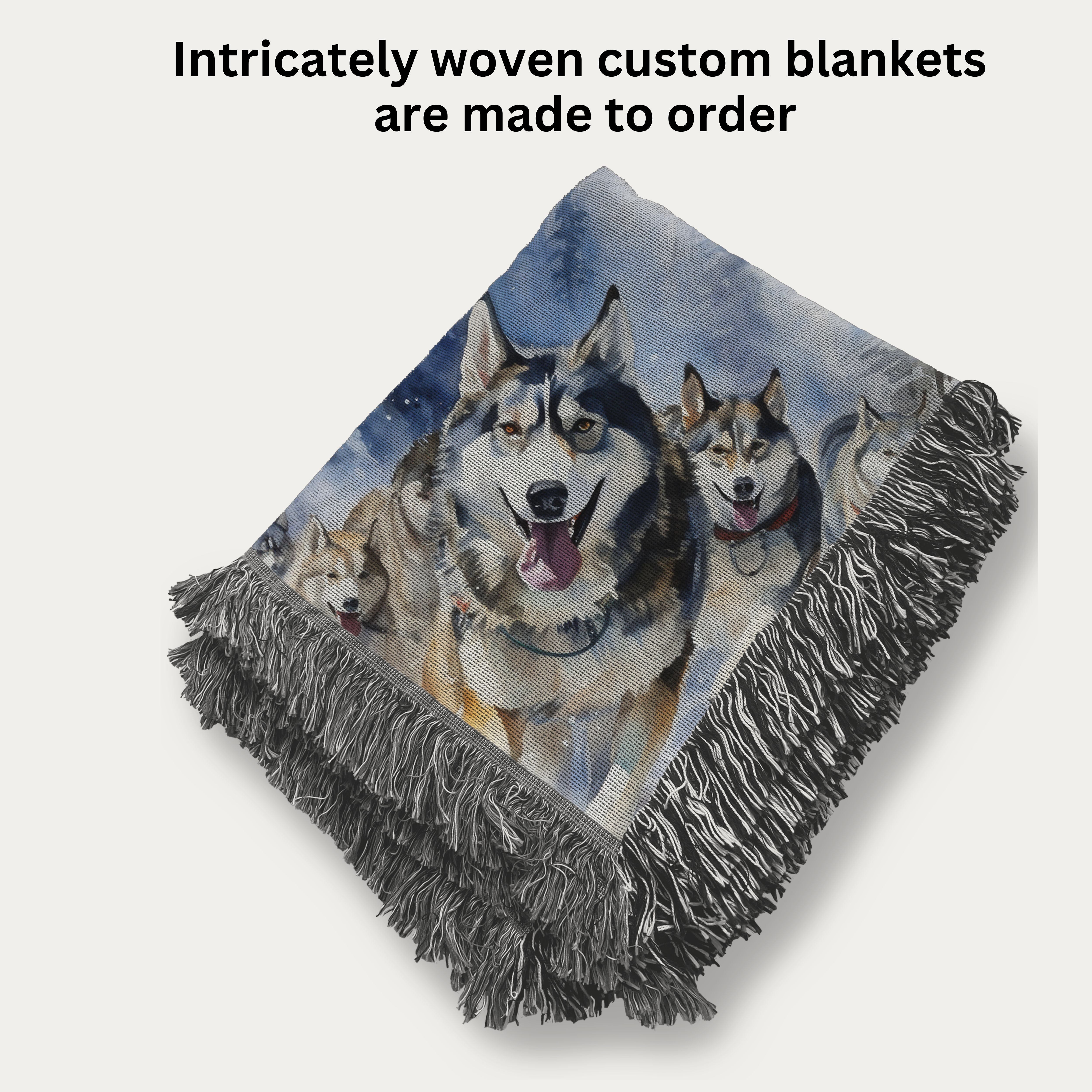 Iditarod Dog Race Woven Throw Souvenir Blanket, Alaska Dog Sled Race