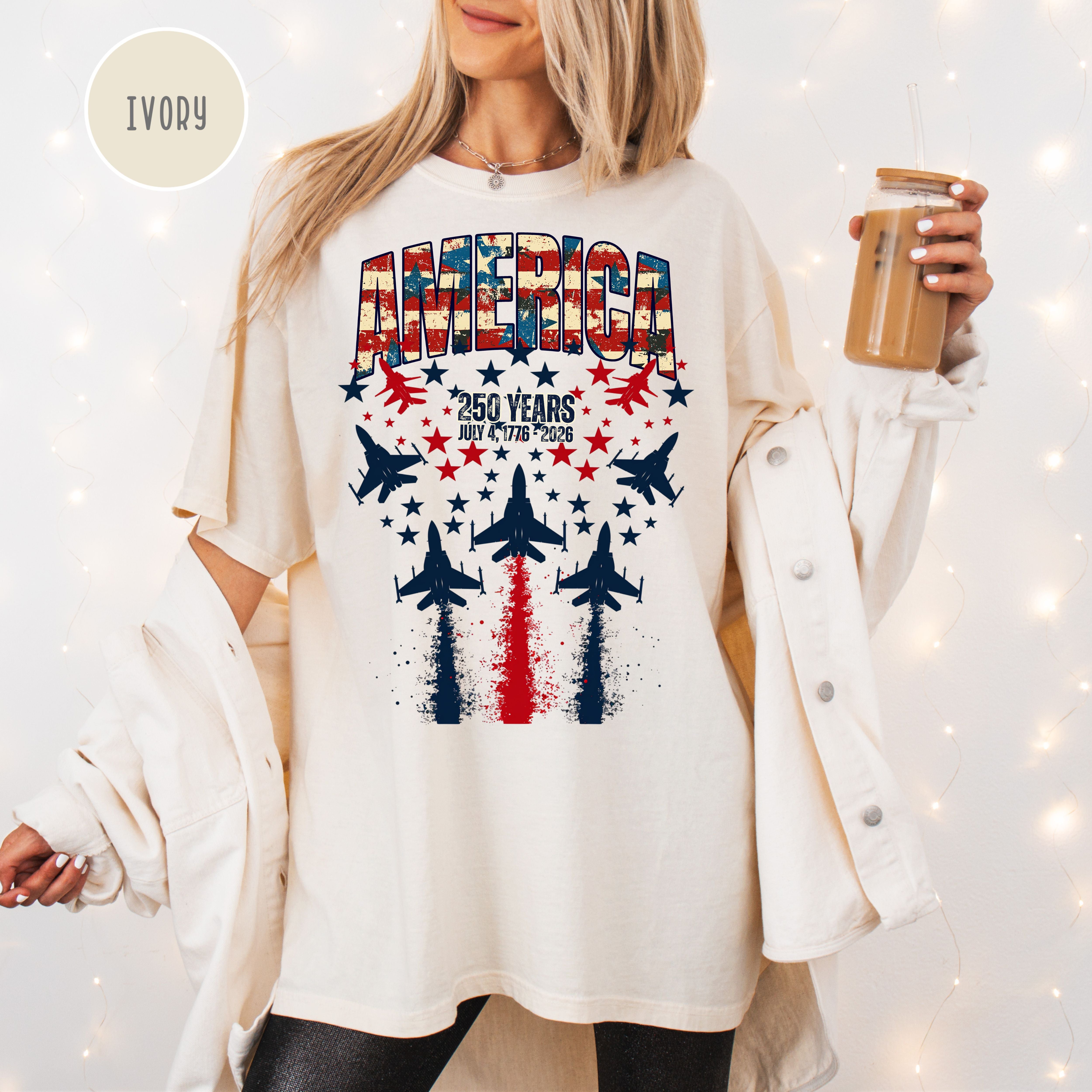 America Patriotic Unisex Comfort Colors 4th of July  250 Year Anniversary Gift Tee