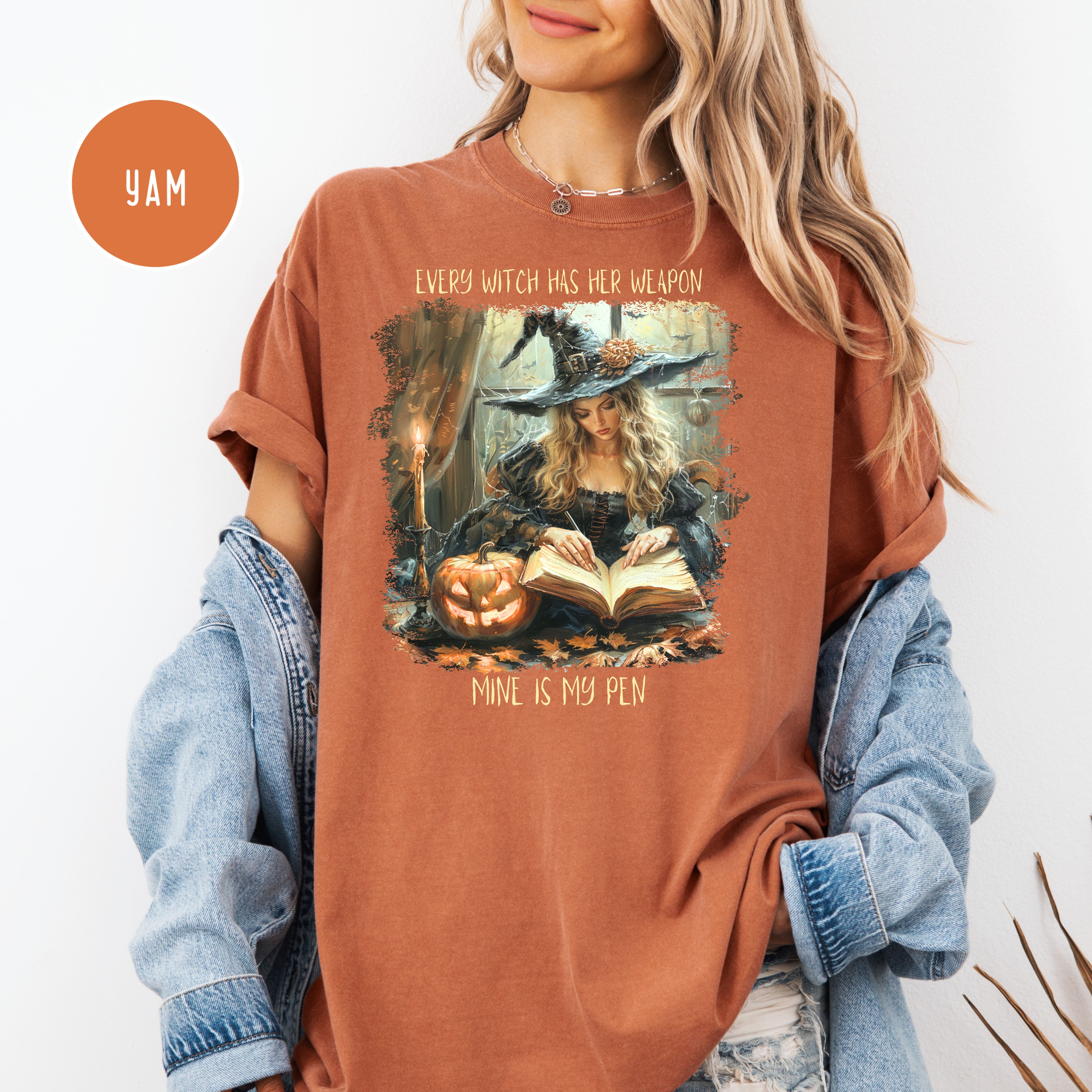 Writer Halloween Shirt, My Weapon is a Pen Author Comfort Colors Tee