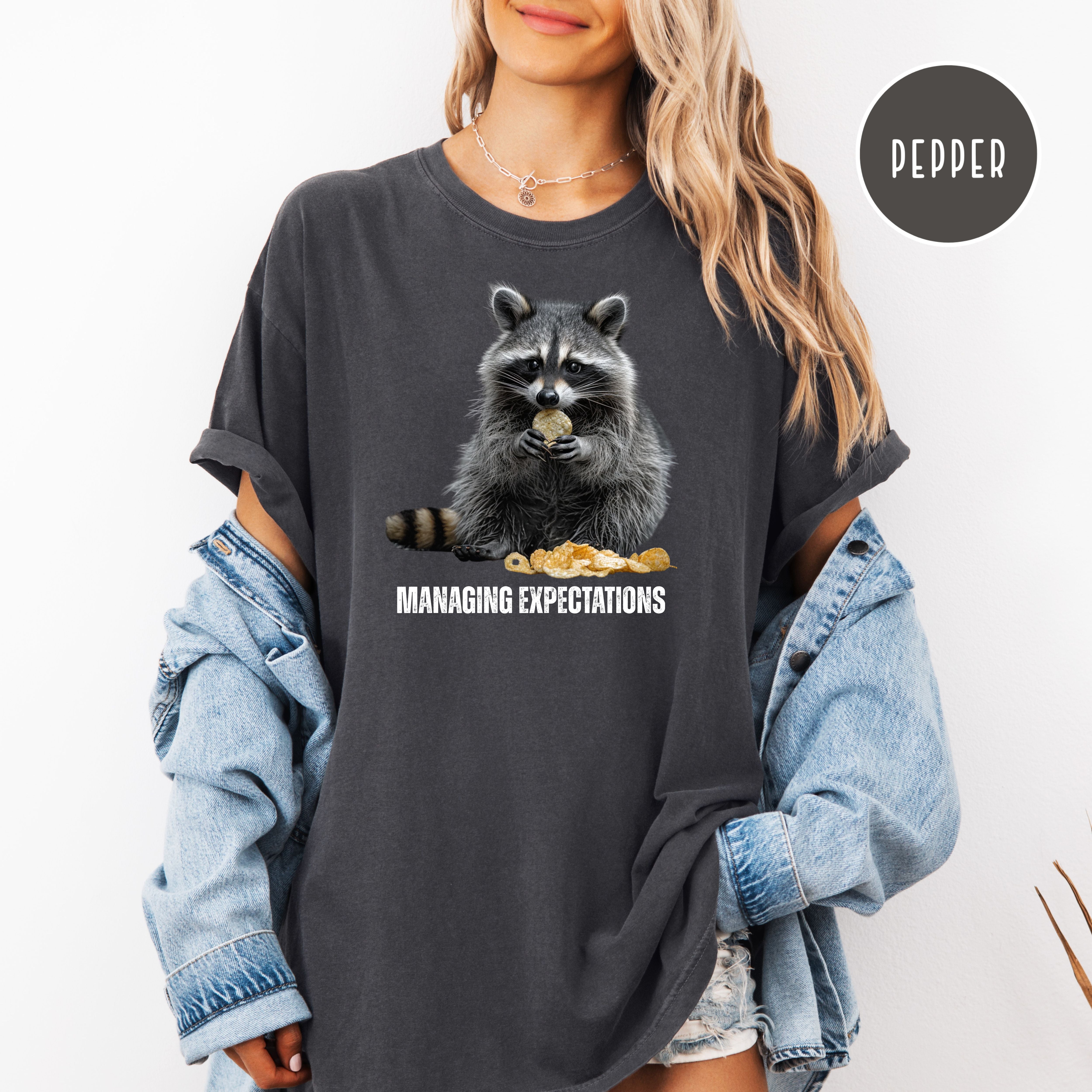 Funny Raccoon Munching Chips Comfort Colors T-Shirt, Animal Meme Shirt, Funny Gift Tee, Raccoon Lover Tee