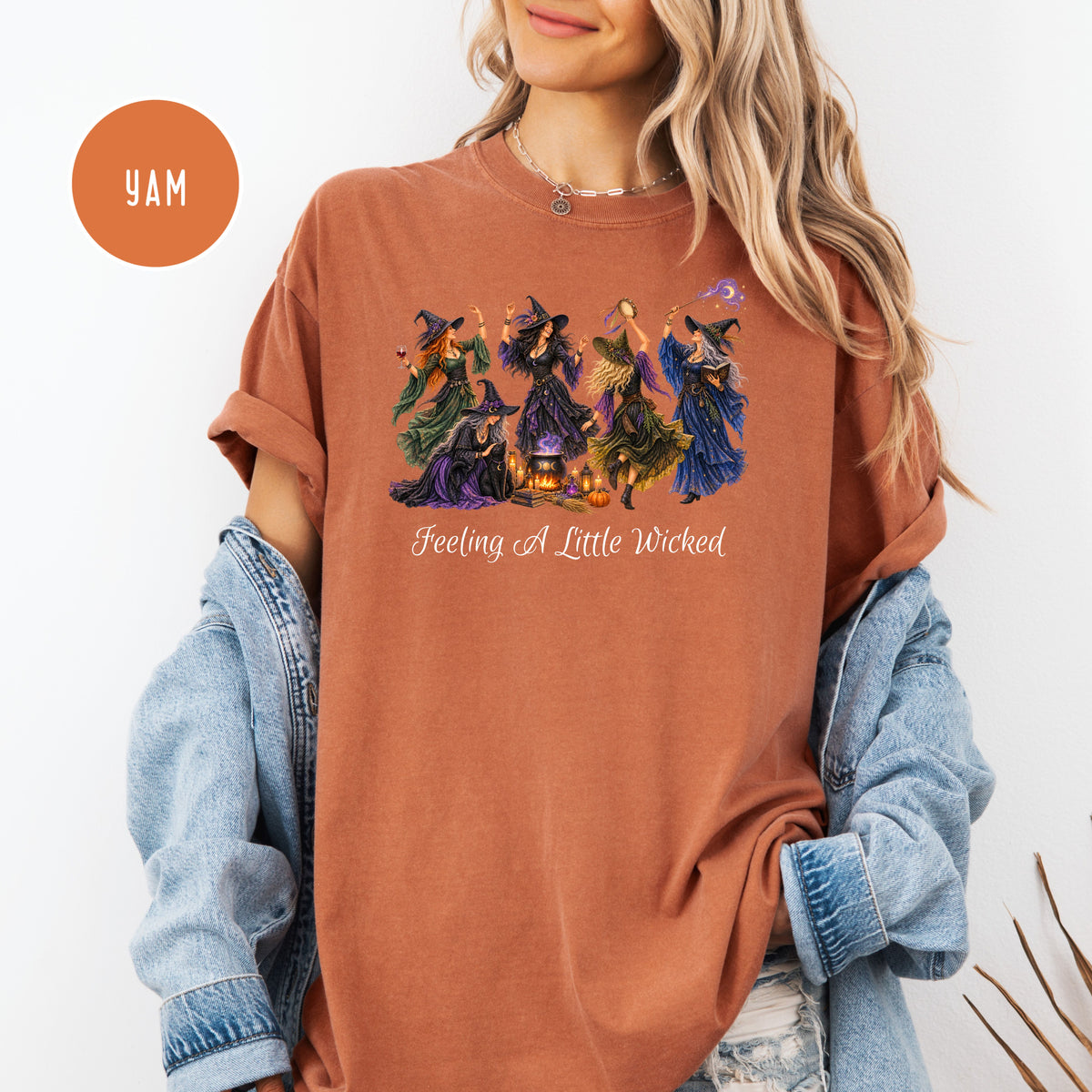 Funny Halloween Witches Comfort Colors TShirt, Feeling A Little Wicked Witches Dancing,  Witches Halloween Gift Shirt, Halloween Party Gift