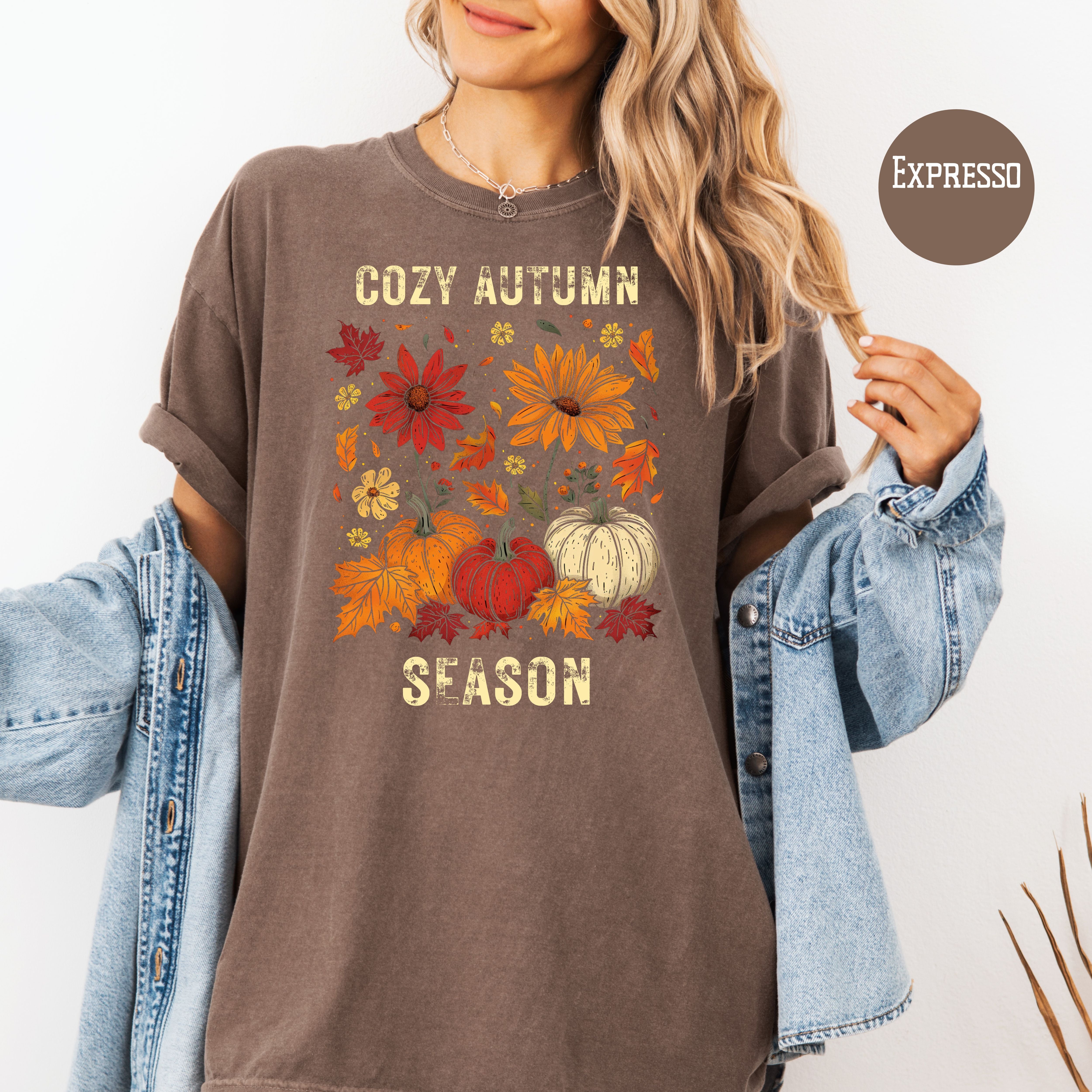 Cozy Autumn Season Fall Colors Comfort Colors Halloween Season Gift Shirt, Thanksgiving Tee Shirt