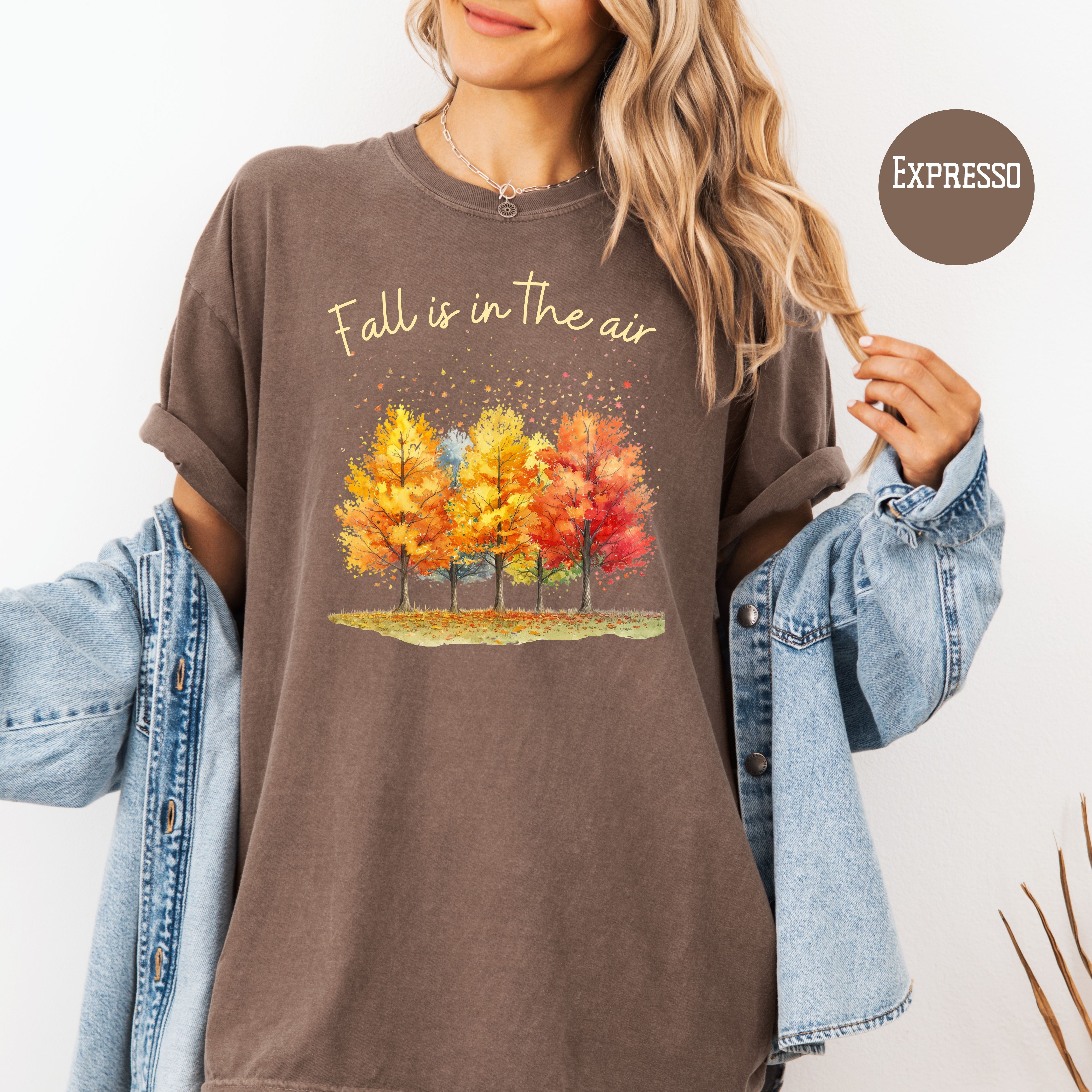 Fall is in The Air Autumn Vibes Colorful Fall Leaves Comfort Colors Tee