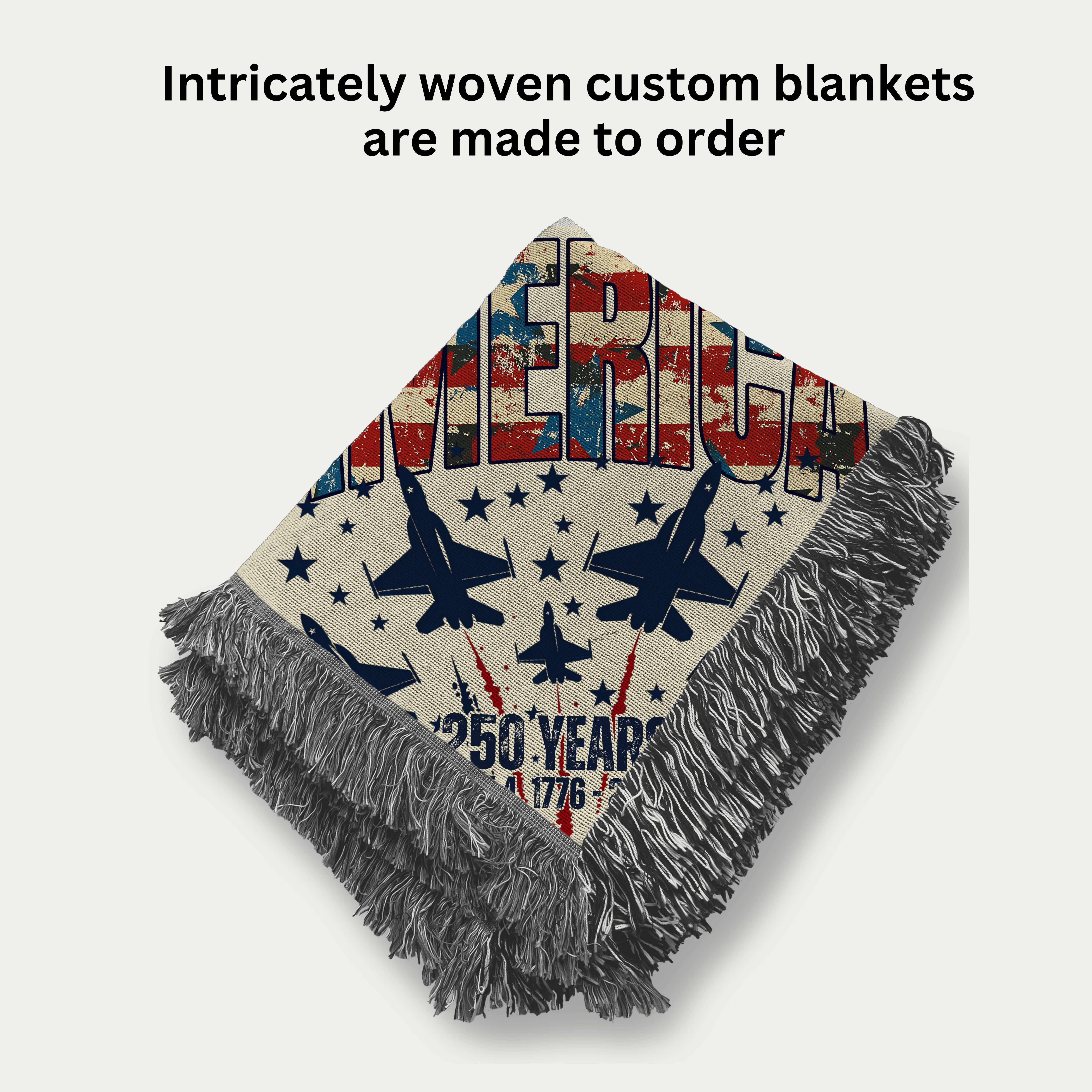 Celebrate America 250th Anniversary Patriotic Woven Throw Blanket Gift