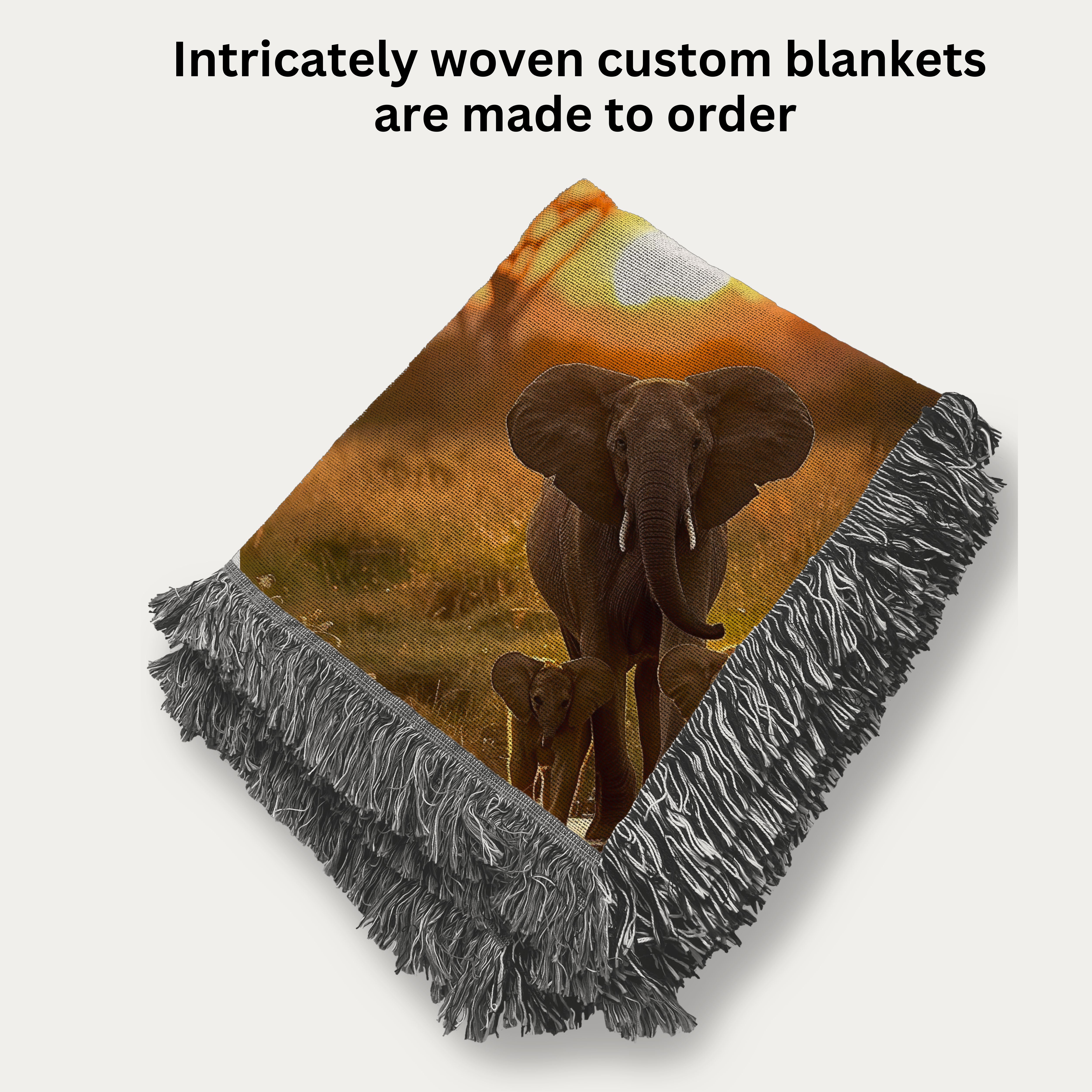 Elephants at Serengeti National Park Woven Throw Blanket
