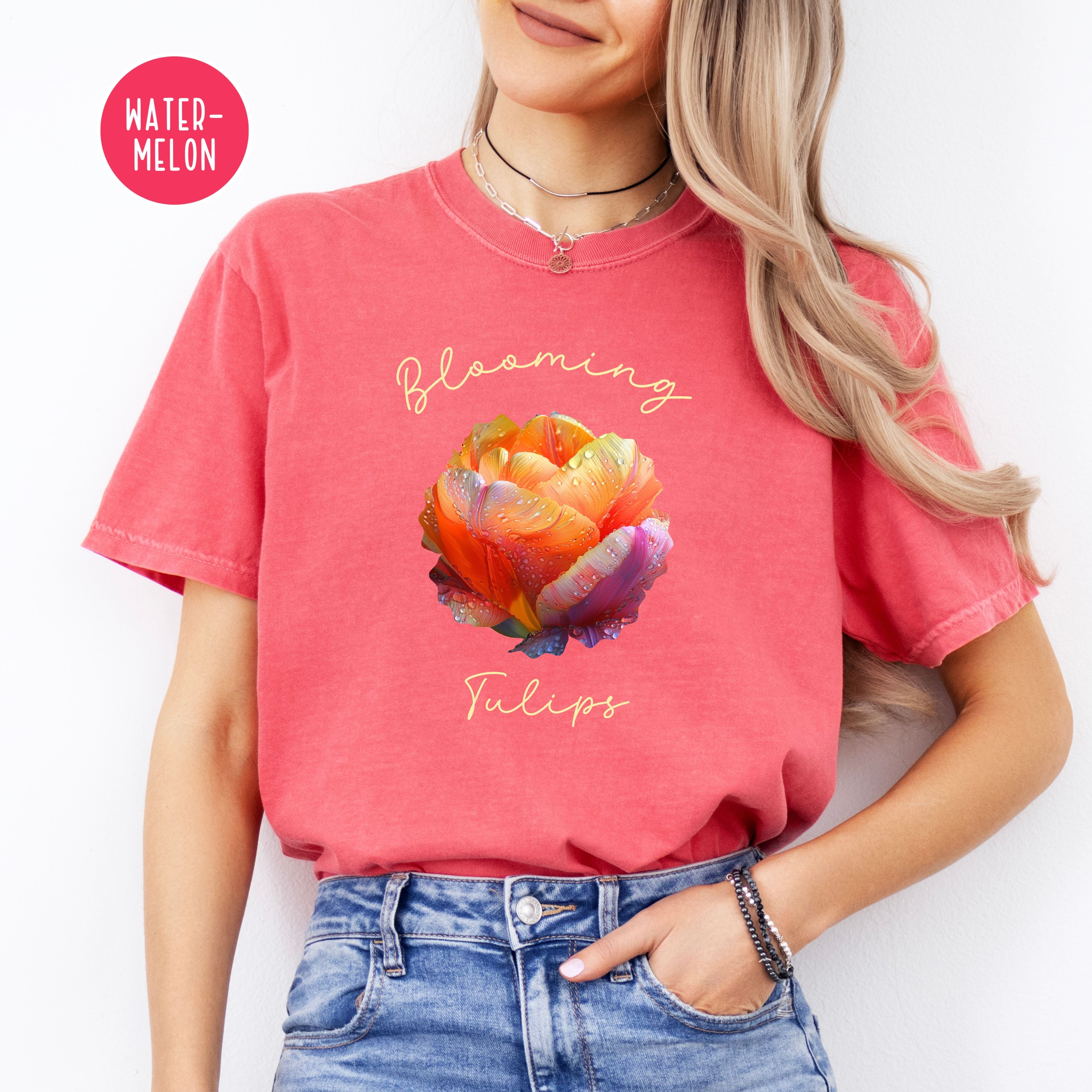 Beautiful Colorful Closeup of Tulip with Droplets Comfort Colors® Tee