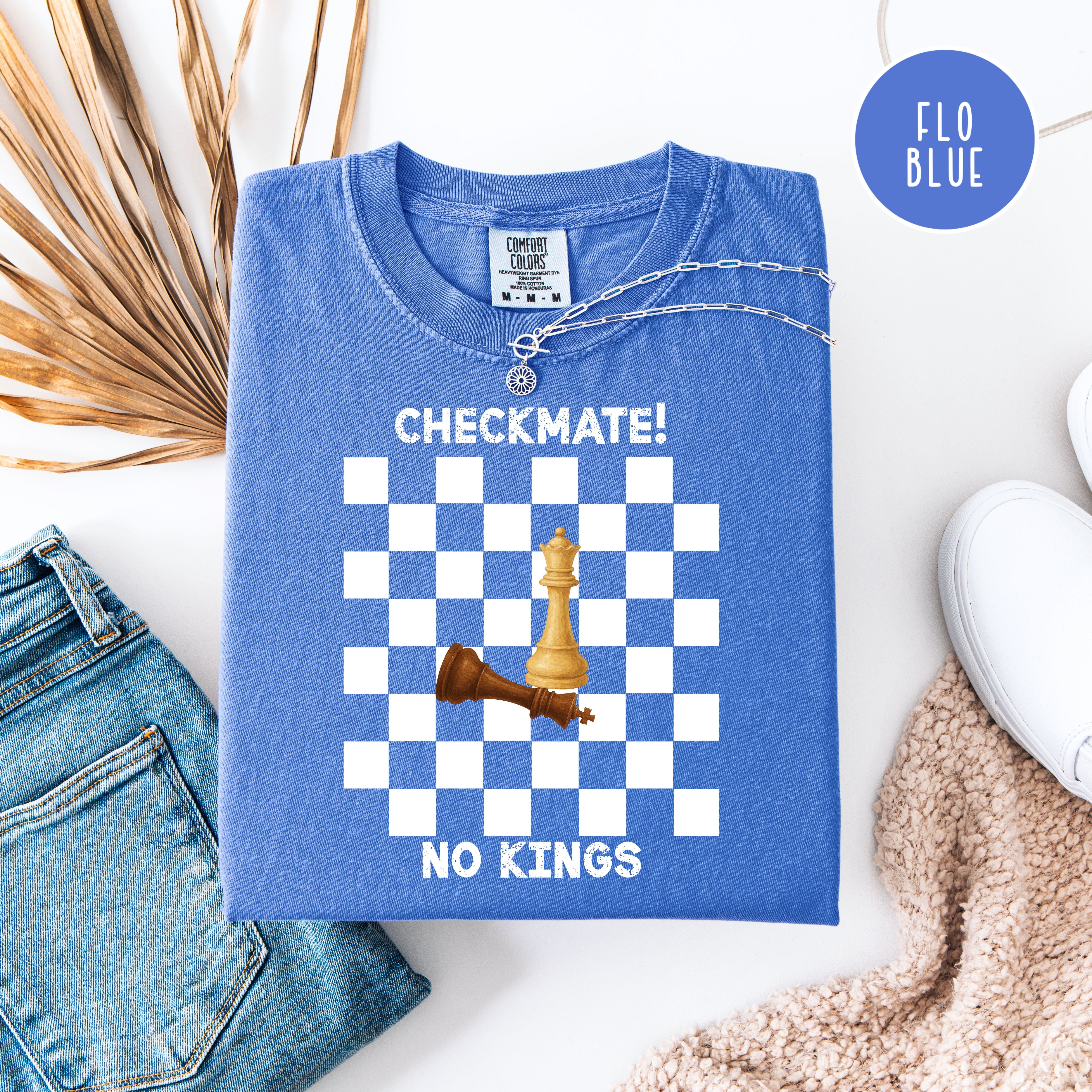 Checkmate No Kings Chess Lover Comfort Colors Anti Trump Protest Tee