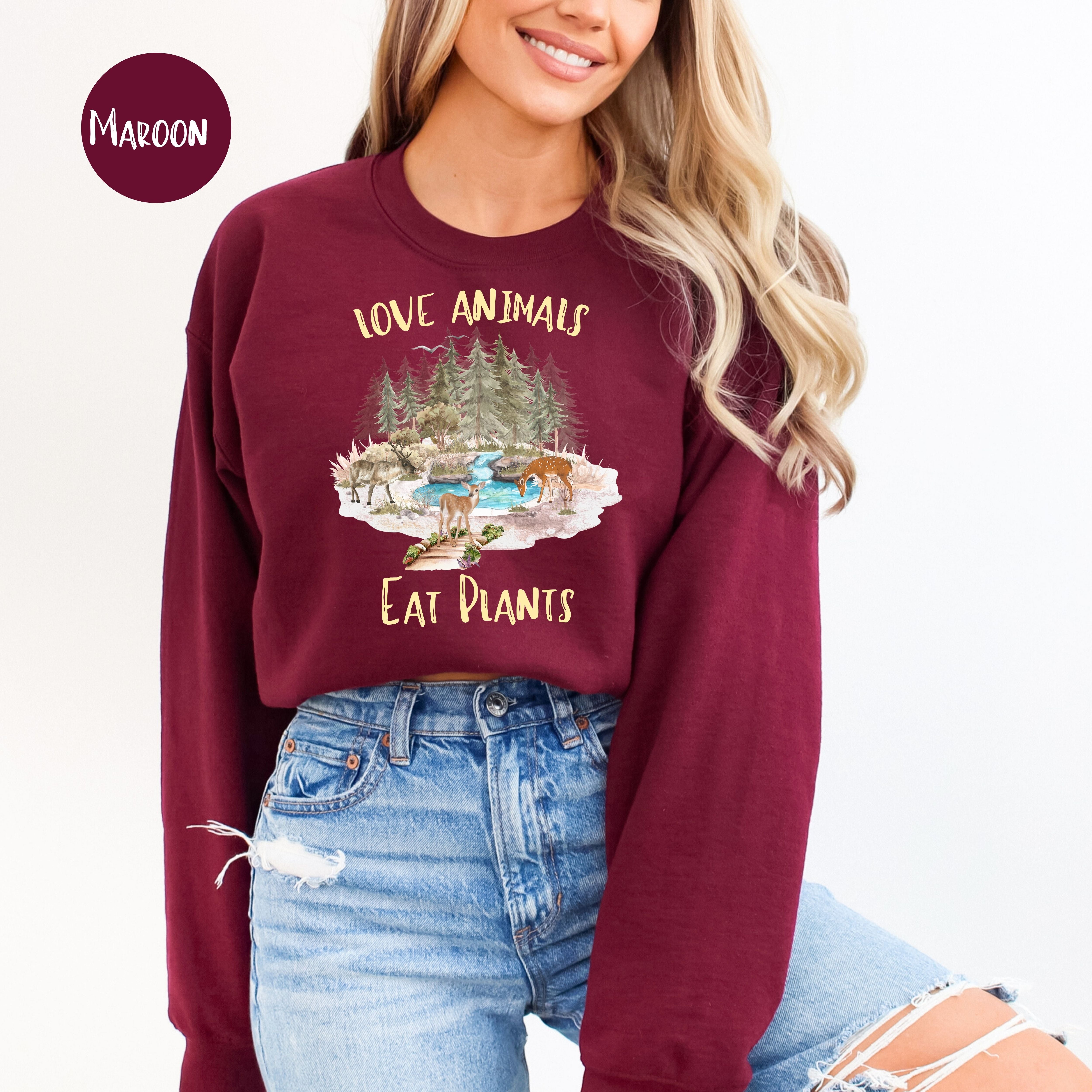 Vegetarian Gift Sweatshirt Love Animals Eat Plants Vegan Gift Sweatshirt