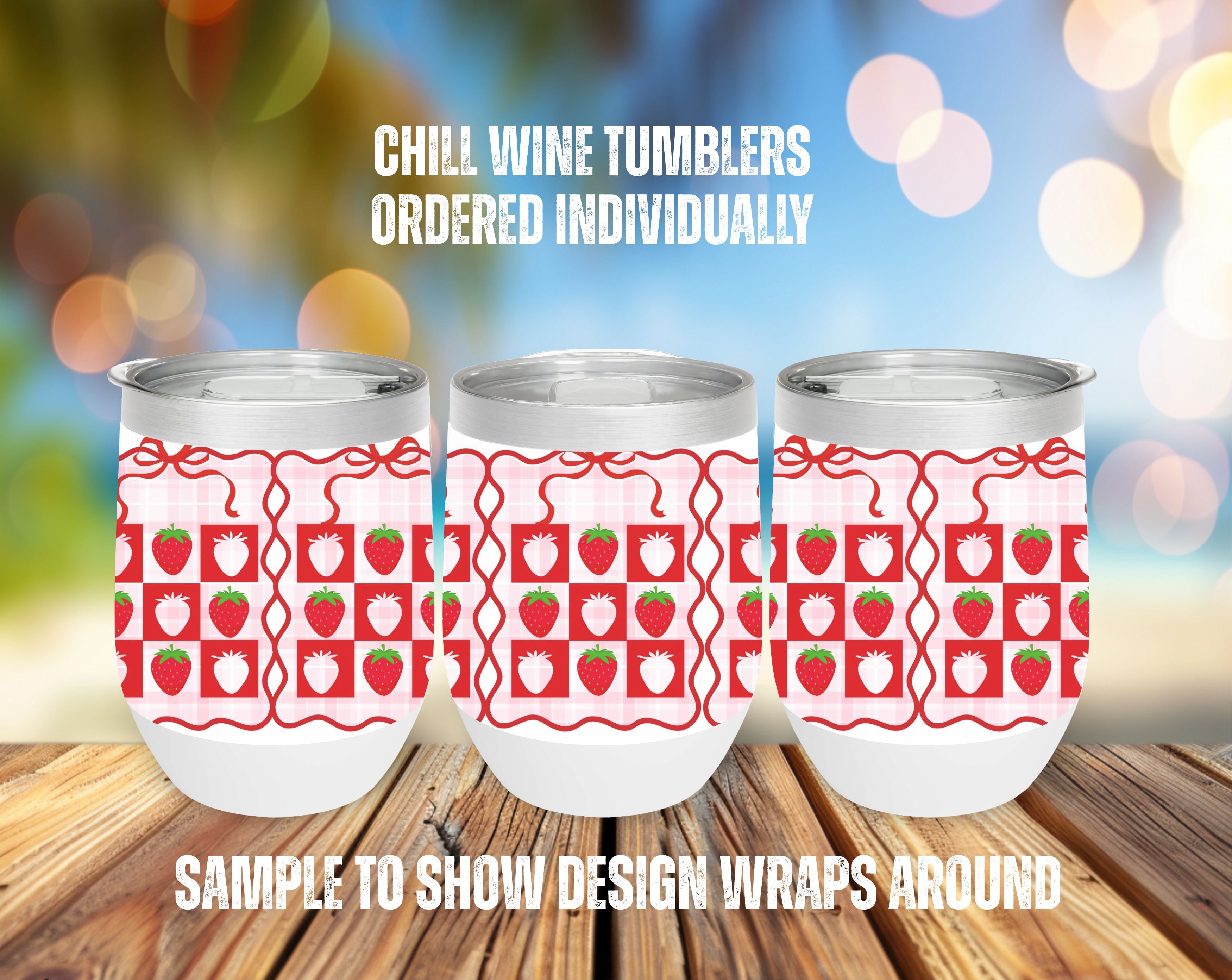 Coquette Strawberry Lover Summer Party Cold Drinks 12oz Stainless Steel Tumblers - Also Keeps Drinks Hot