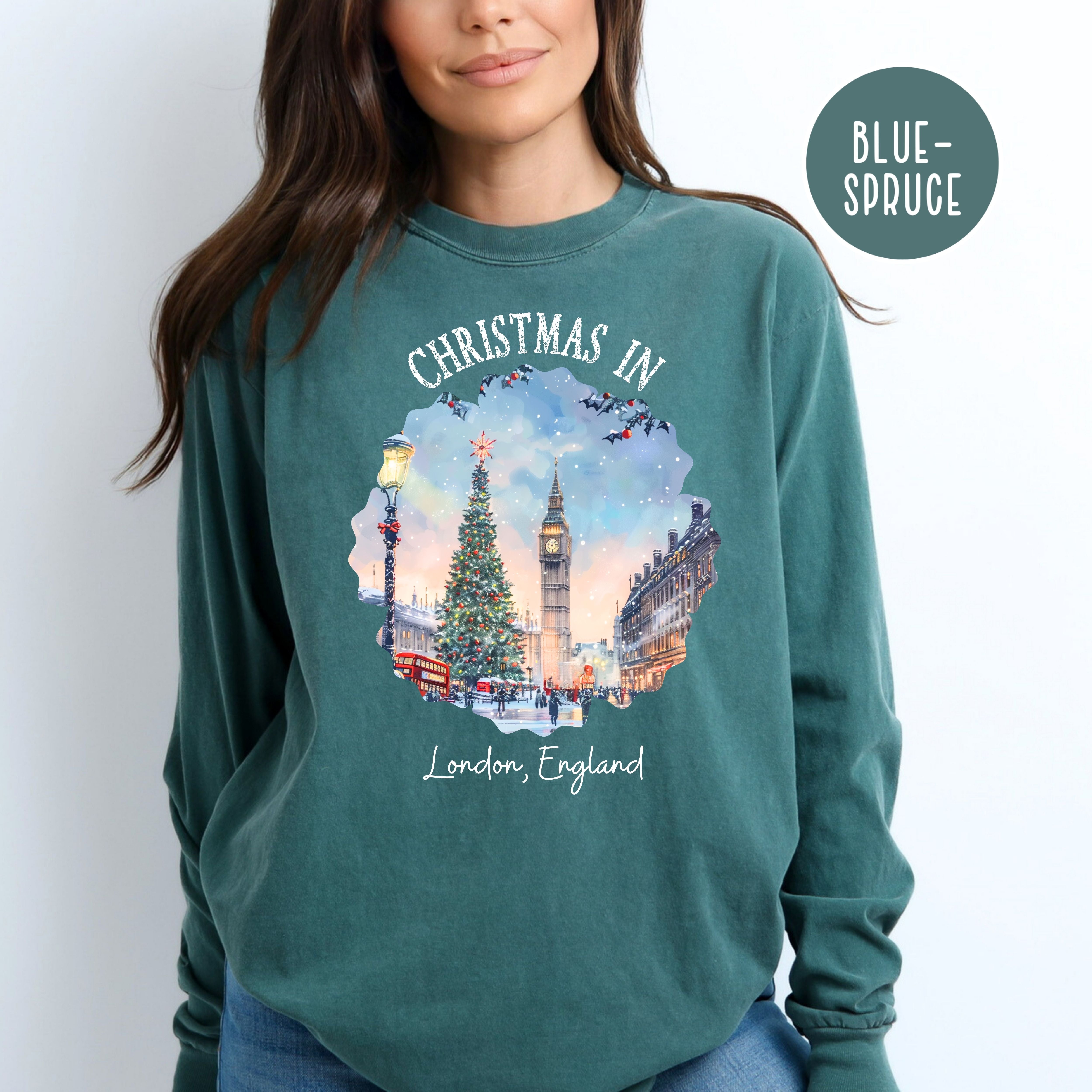 Christmas in London Comfort Colors® Long Sleeve Tee