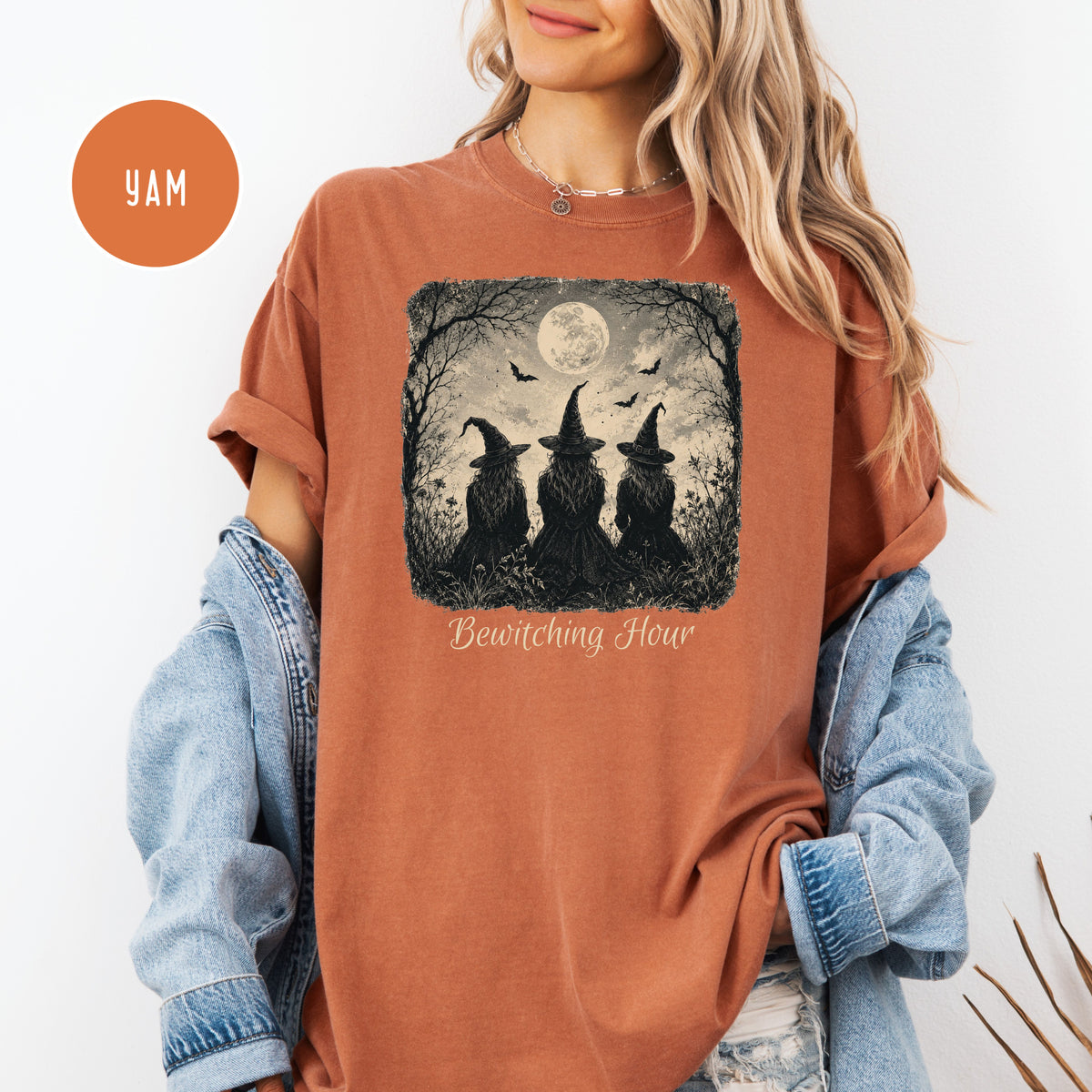 Bewitching Hour Halloween Comfort Colors T-Shirt, Witches in Moonlight Halloween Tee, Halloween Gift, Halloween Party Shirt, Witches Shirt