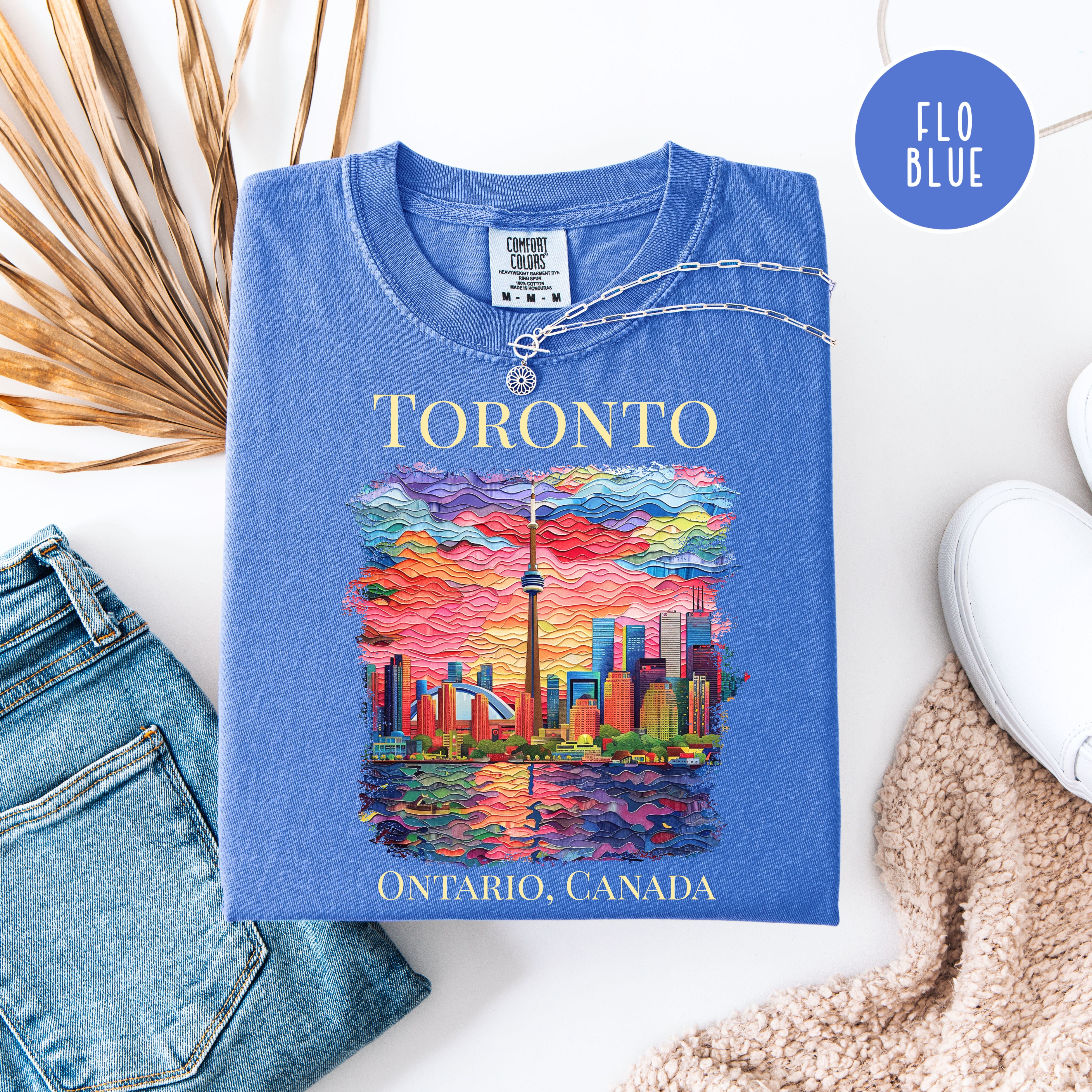 Toronto Ontario Canada Skyline Comfort Colors Gift Tee Shirt, Toronto Faux Texture Shirt