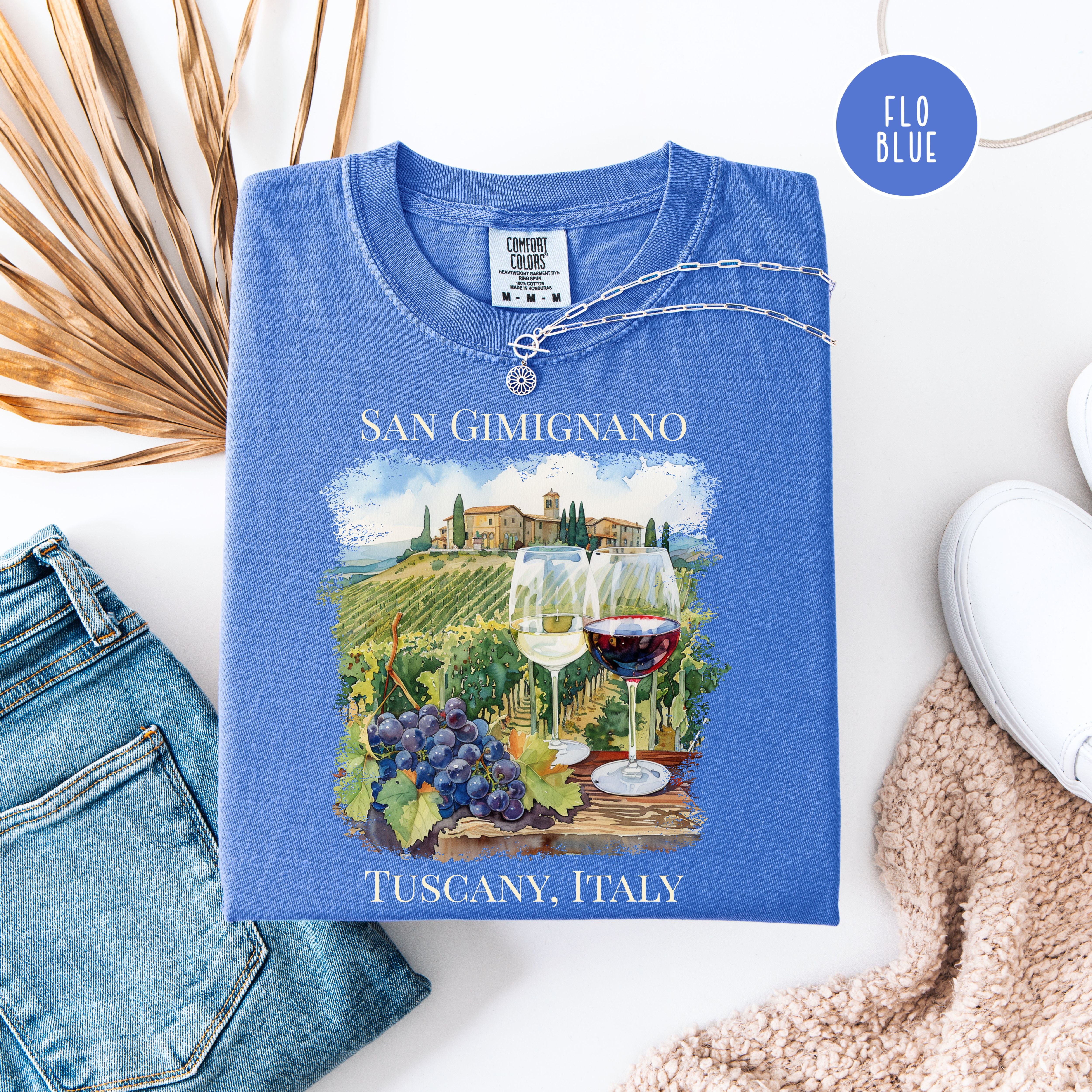 San Gimignano Tuscany Vineyard Italy Comfort Colors Vacation Gift Tee