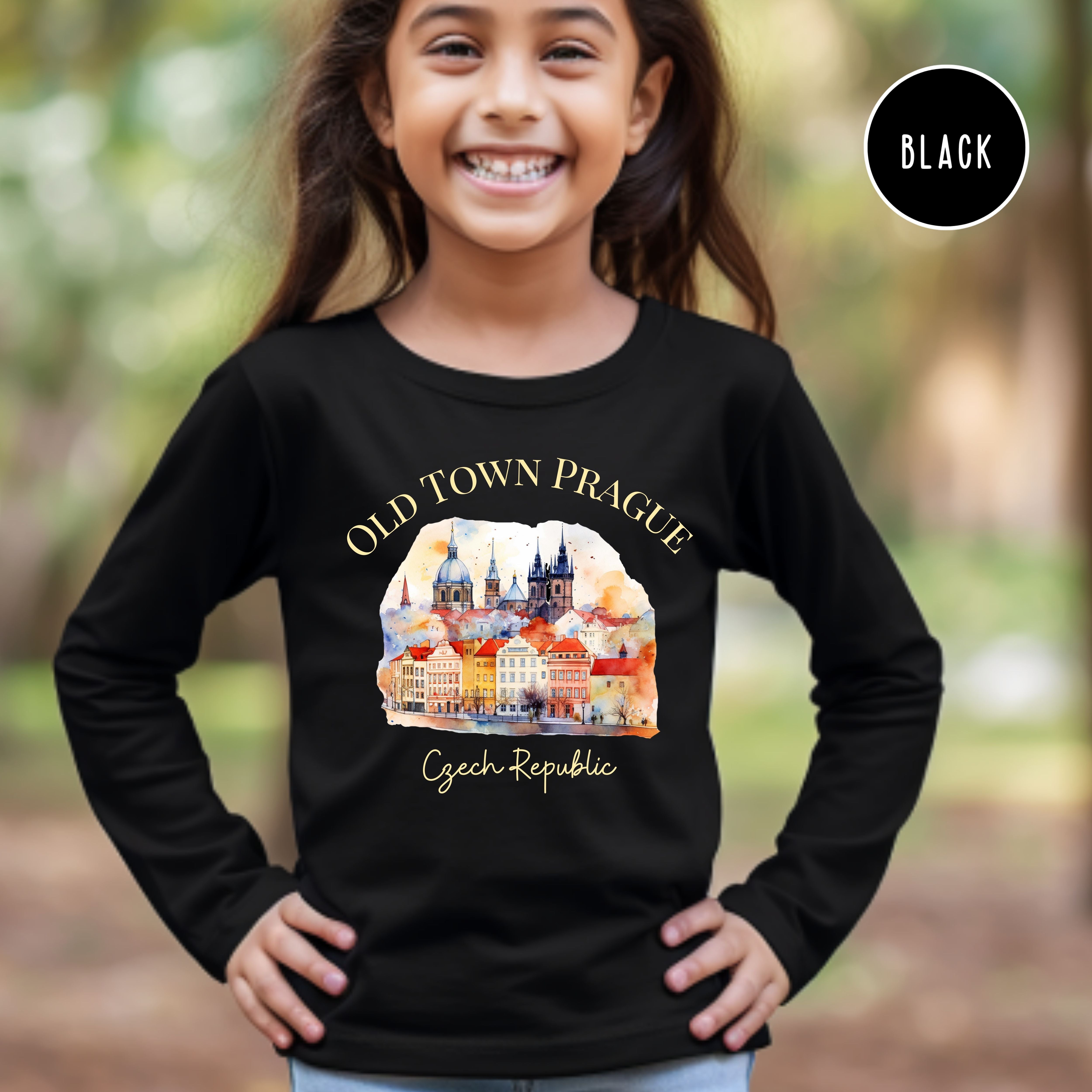 Old Town Prague Czech Republic Youth Sized Long Sleeve Tee