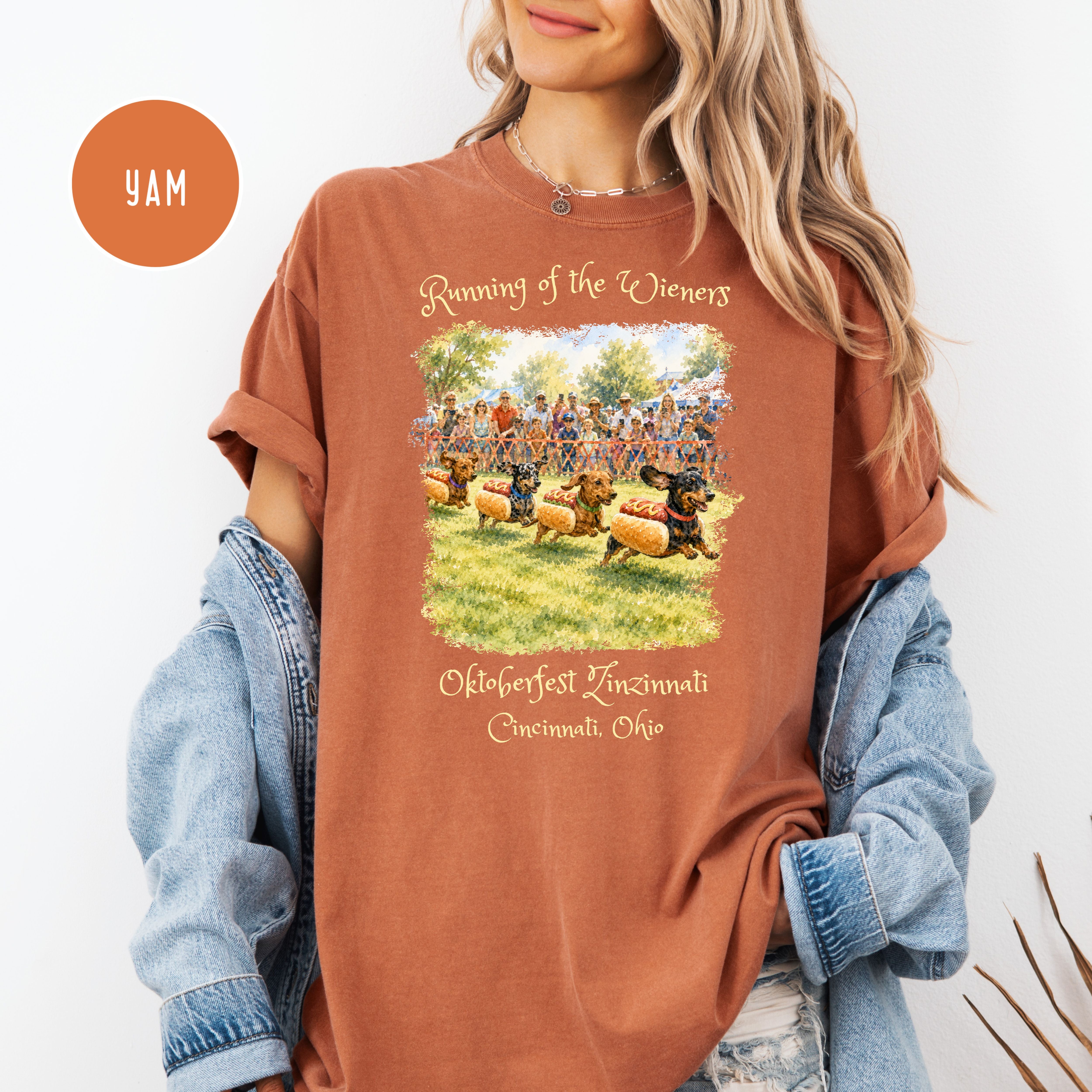 Running of the Wiener Dogs Cincinnati Unisex Comfort Colors Oktoberfest TShirt, Ohio Vacation Gift, Ohio Octoberfest, Oktoberfest Zinzinnati