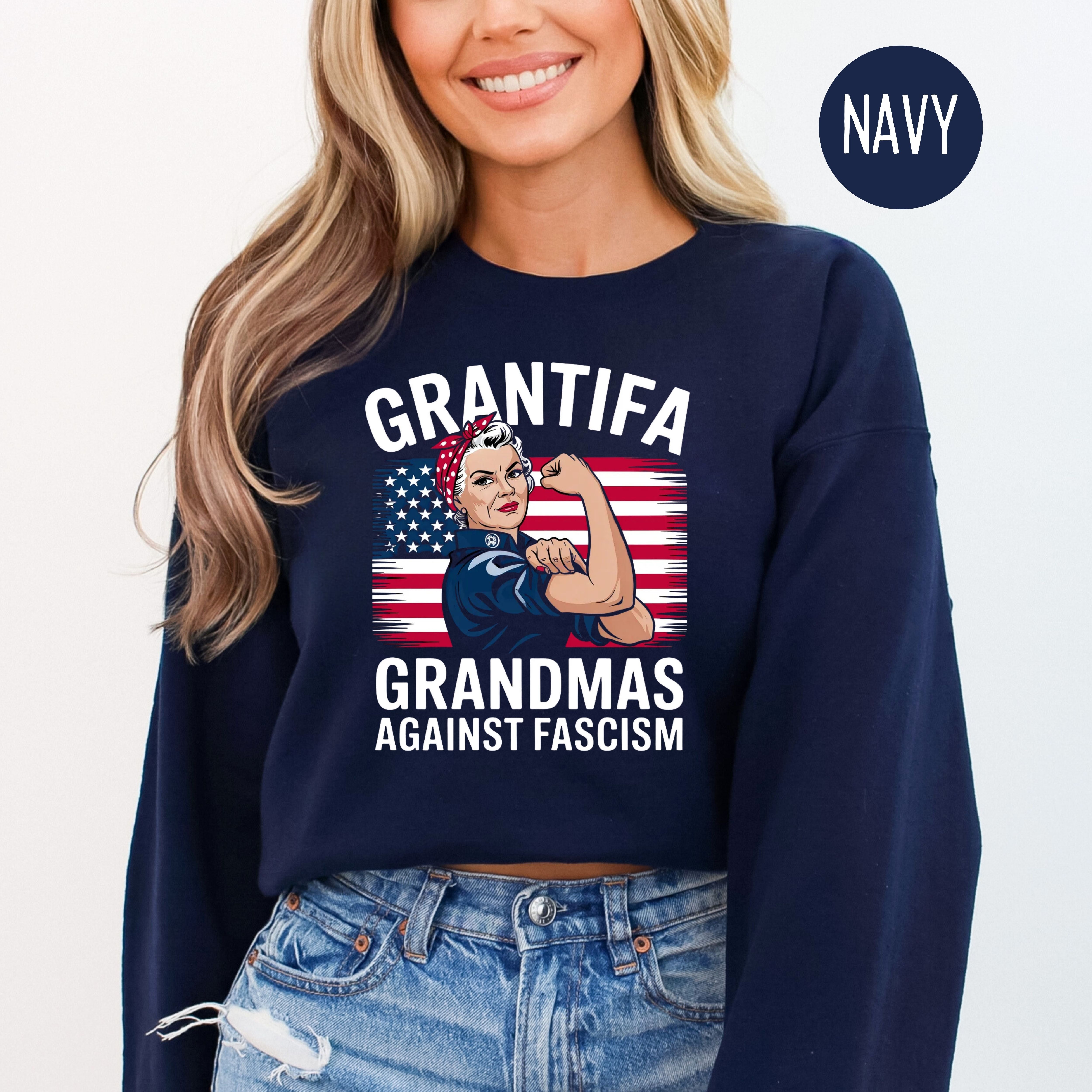 Grantifa Rosie the Riveter Grandmas Against Fascism Sweatshirt
