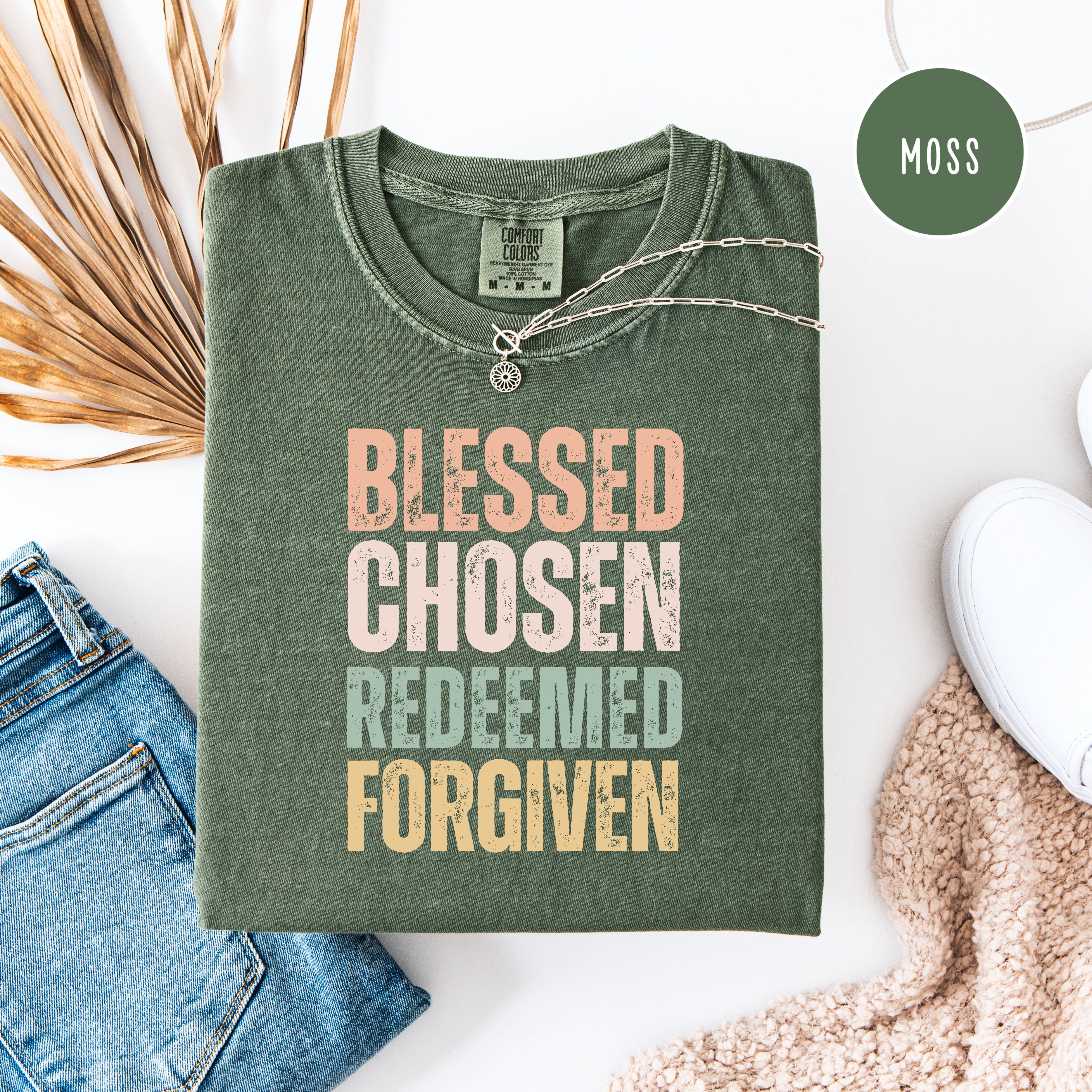 Blessed, Chosen, Forgiven Christian Comfort Colors T-Shirt