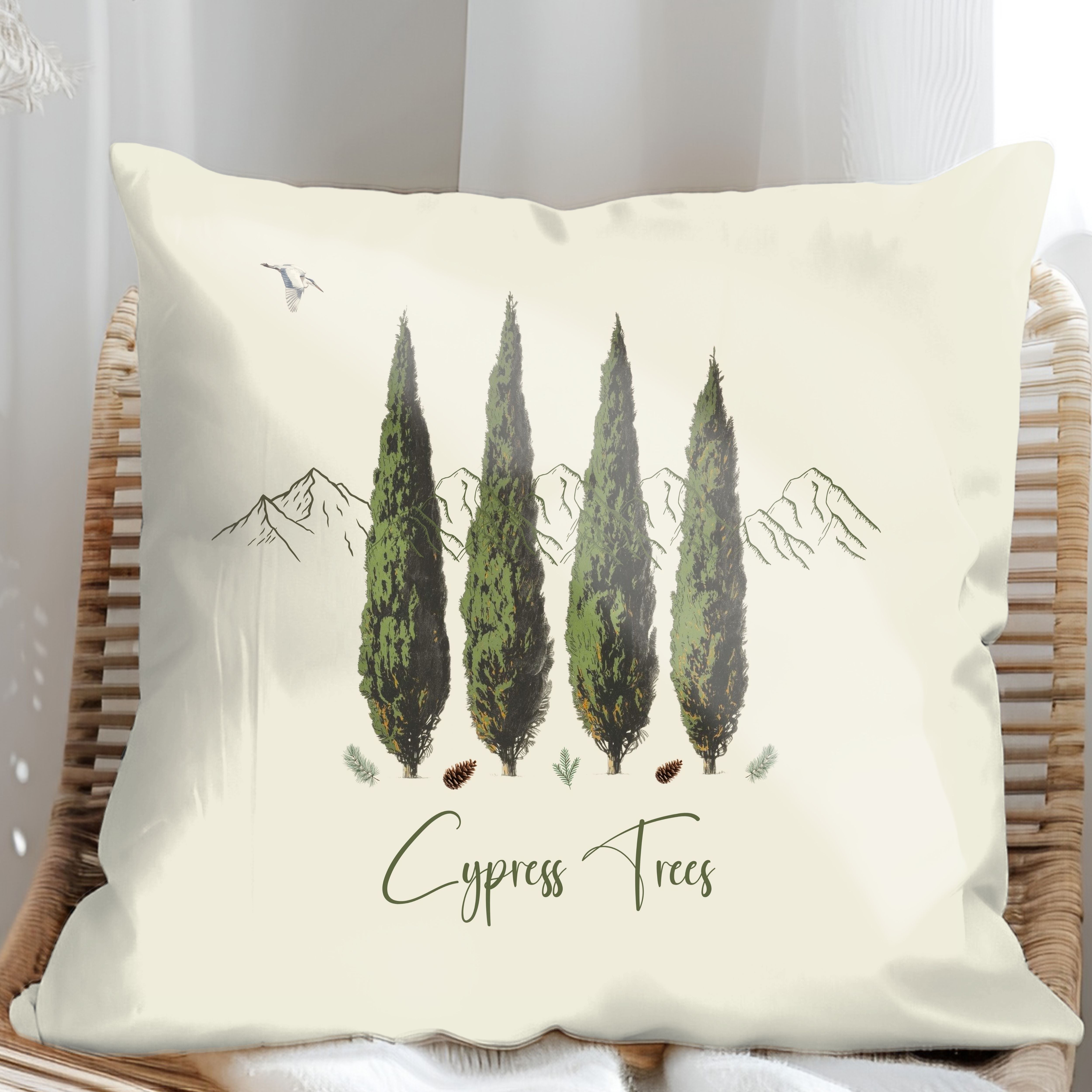 Cypress Trees Decorative Throw Pillows, Design Front & Back