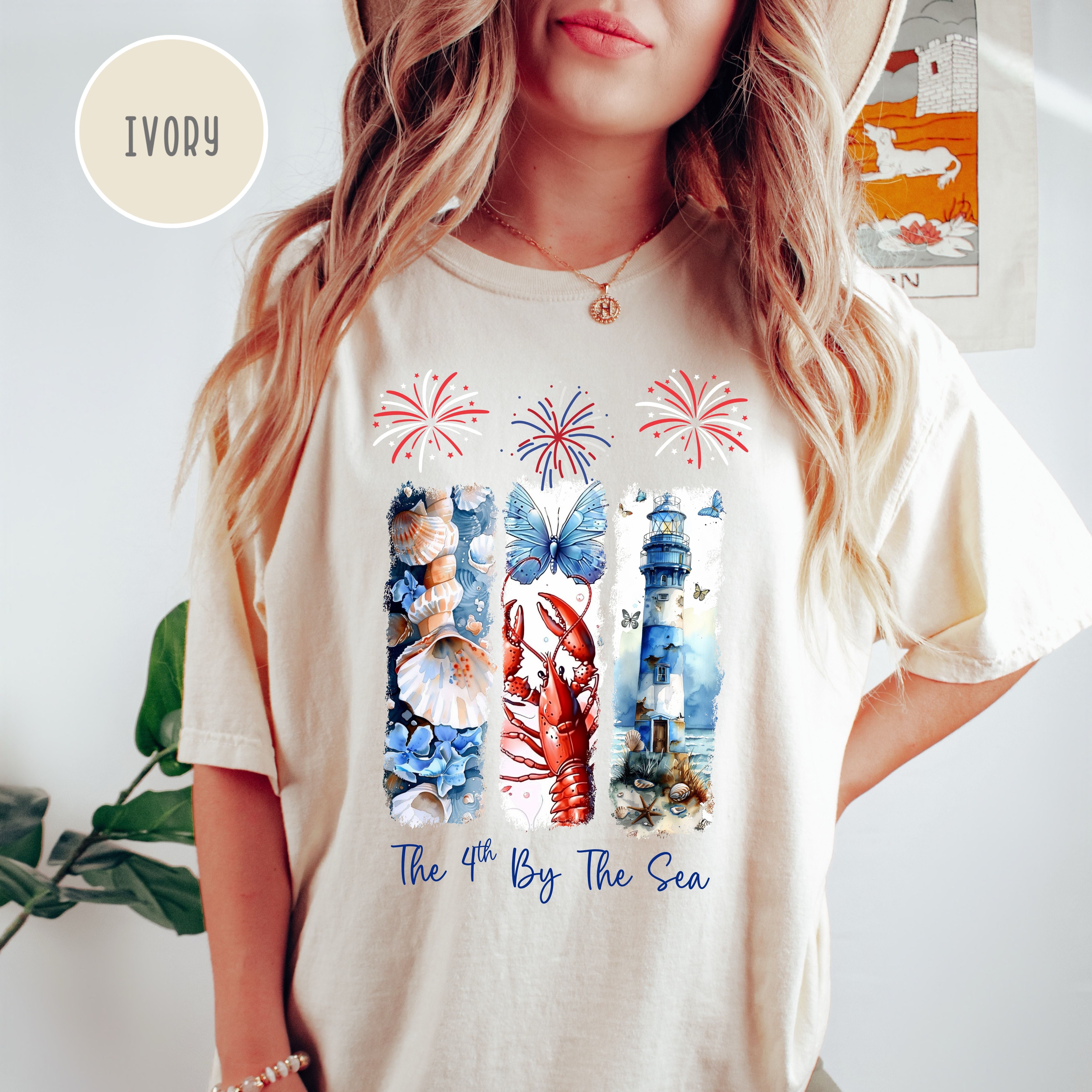 4th of July by The Sea Comfort Colors Independence Day Ocean Vacation Shirt