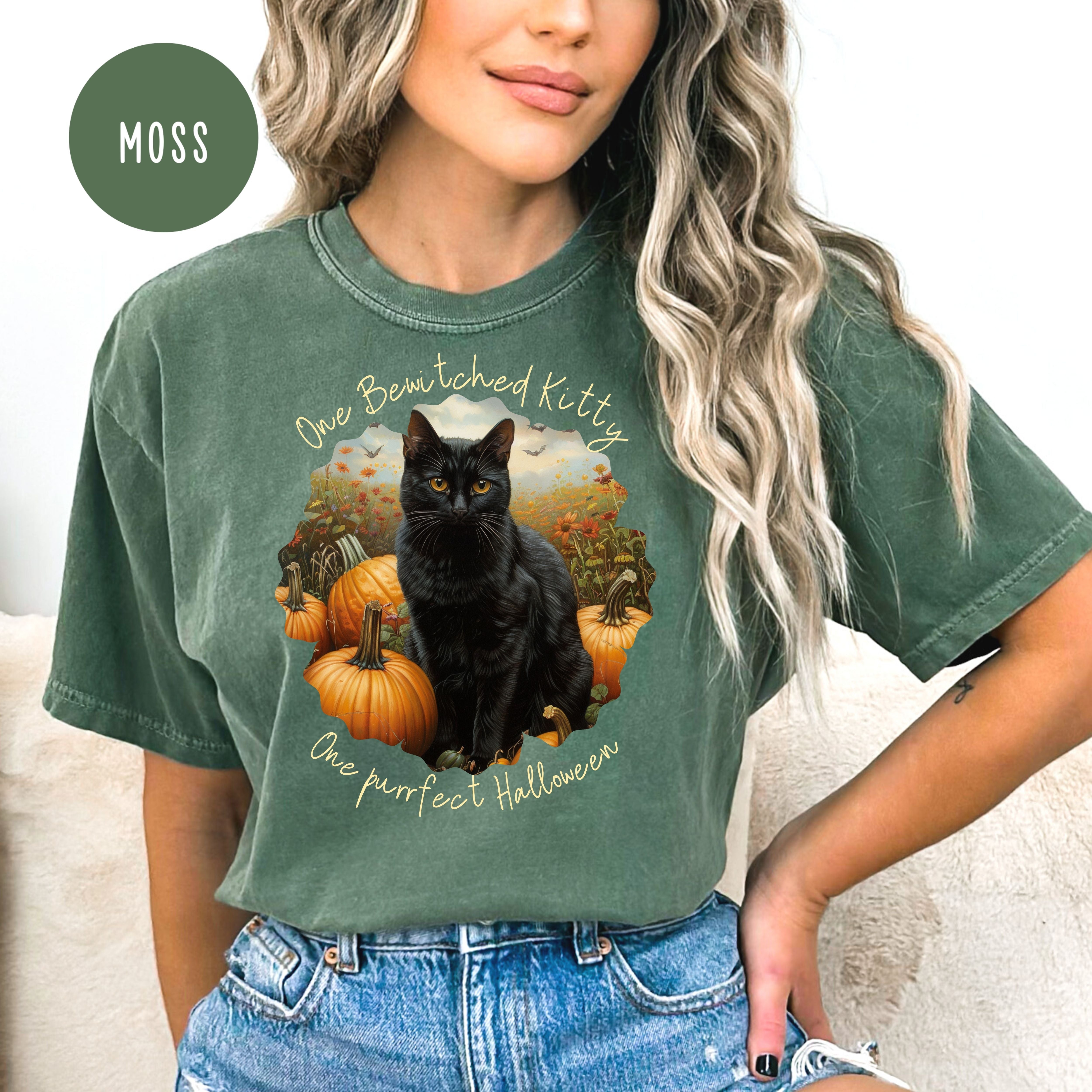 Bewitched Kitty on a Purrfect Halloween Comfort Colors® Tee