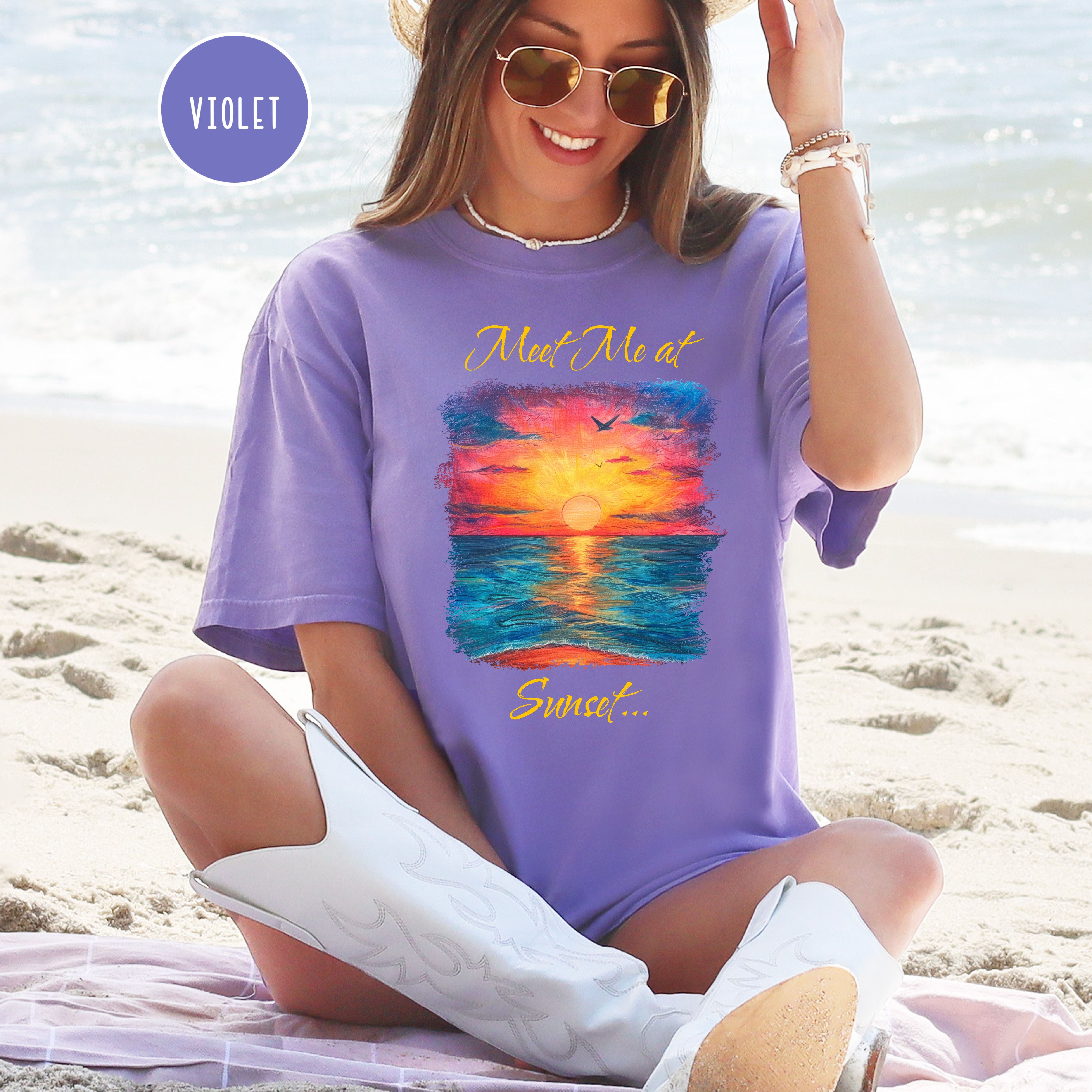 Meet Me At Sunset Comfort Colors Sunset Shirt, Sunset Over Ocean Painting, Chasing Sunsets, Sunset Lover Shirt, Art Lover Tee