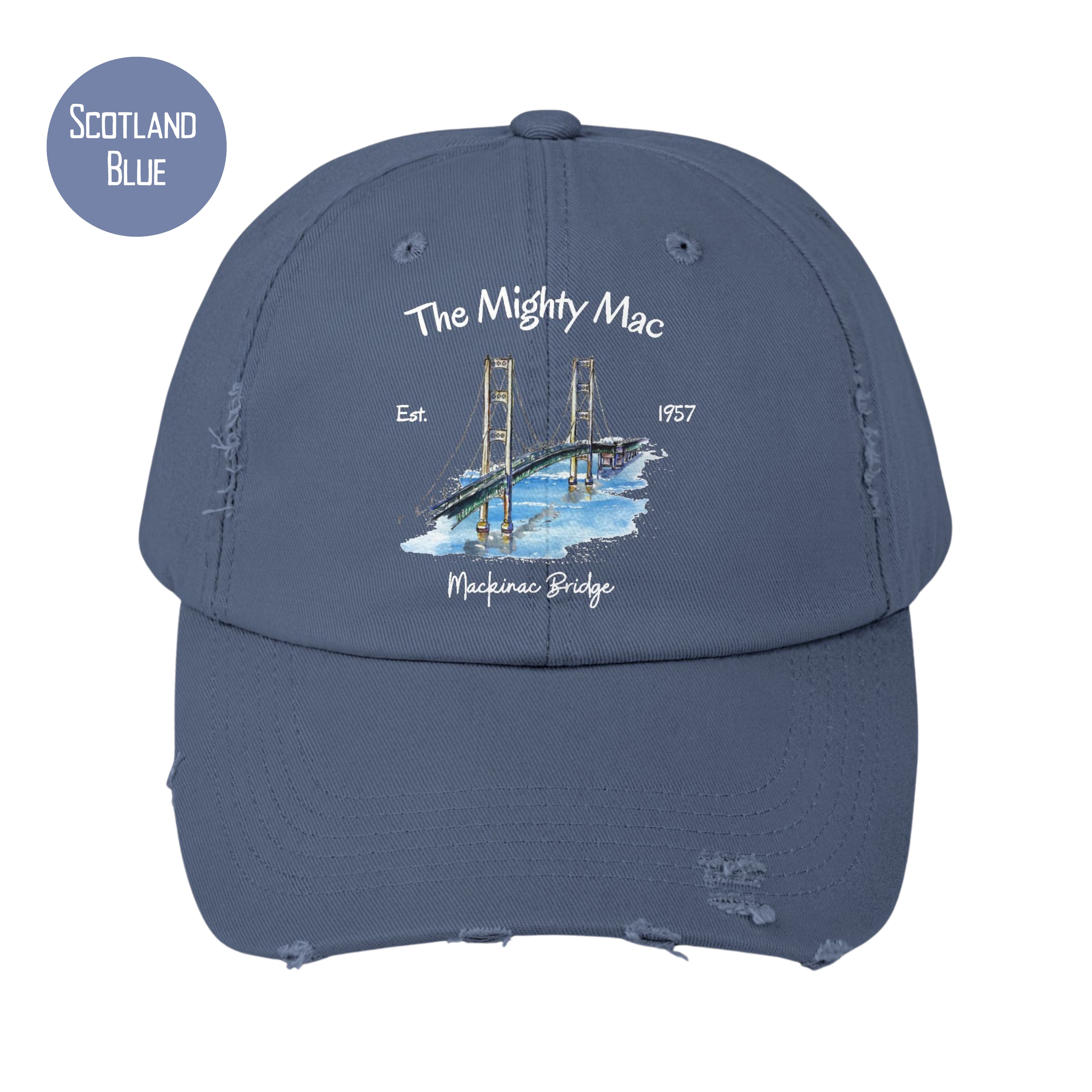 The Mighty Mac Bridge Michigan Unisex Distressed-Look Cap