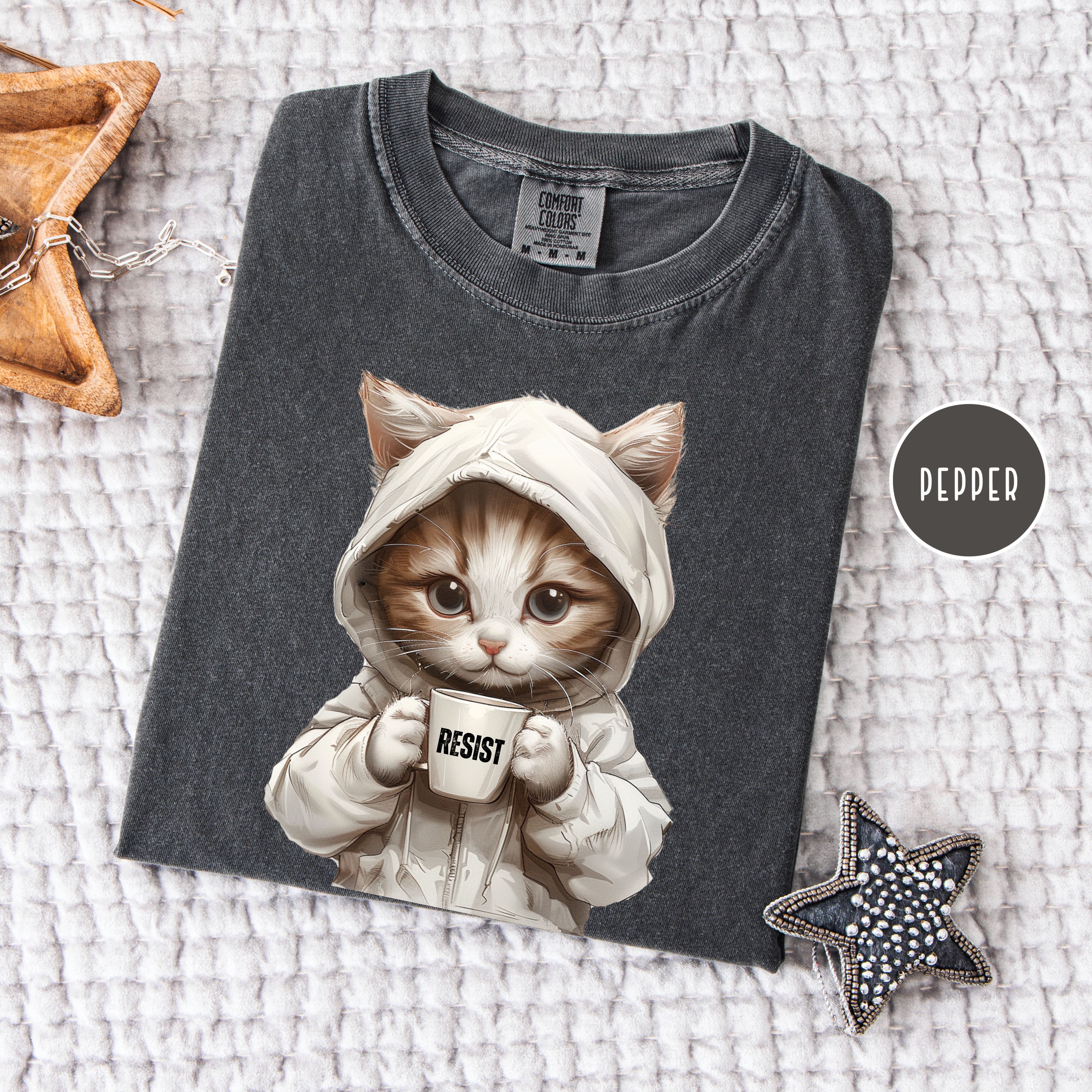 Anti-Trump cute Cat RESIST Protest Shirt, Resist Comfort Colors Political Democrat Gift Tee