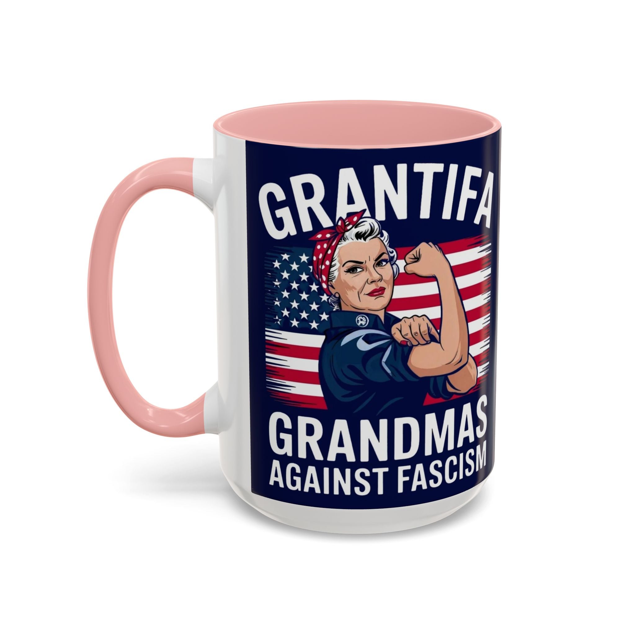 Grantifa Grandmas Against Fascism 15oz Ceramic 2-Tone Mug Dishwasher & Microwave Safe