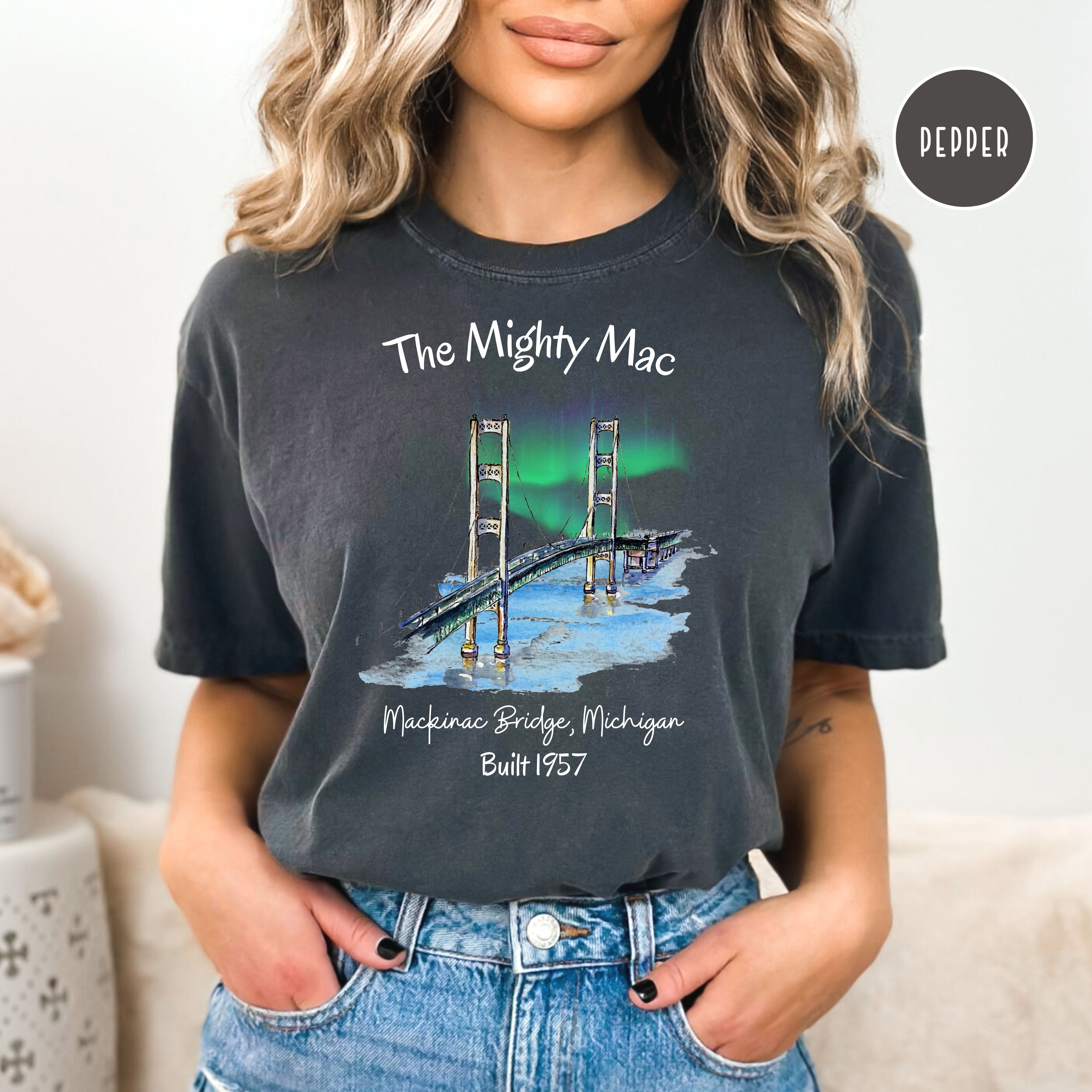 Northern Lights Over Mackinac Bridge Comfort Colors® Tee