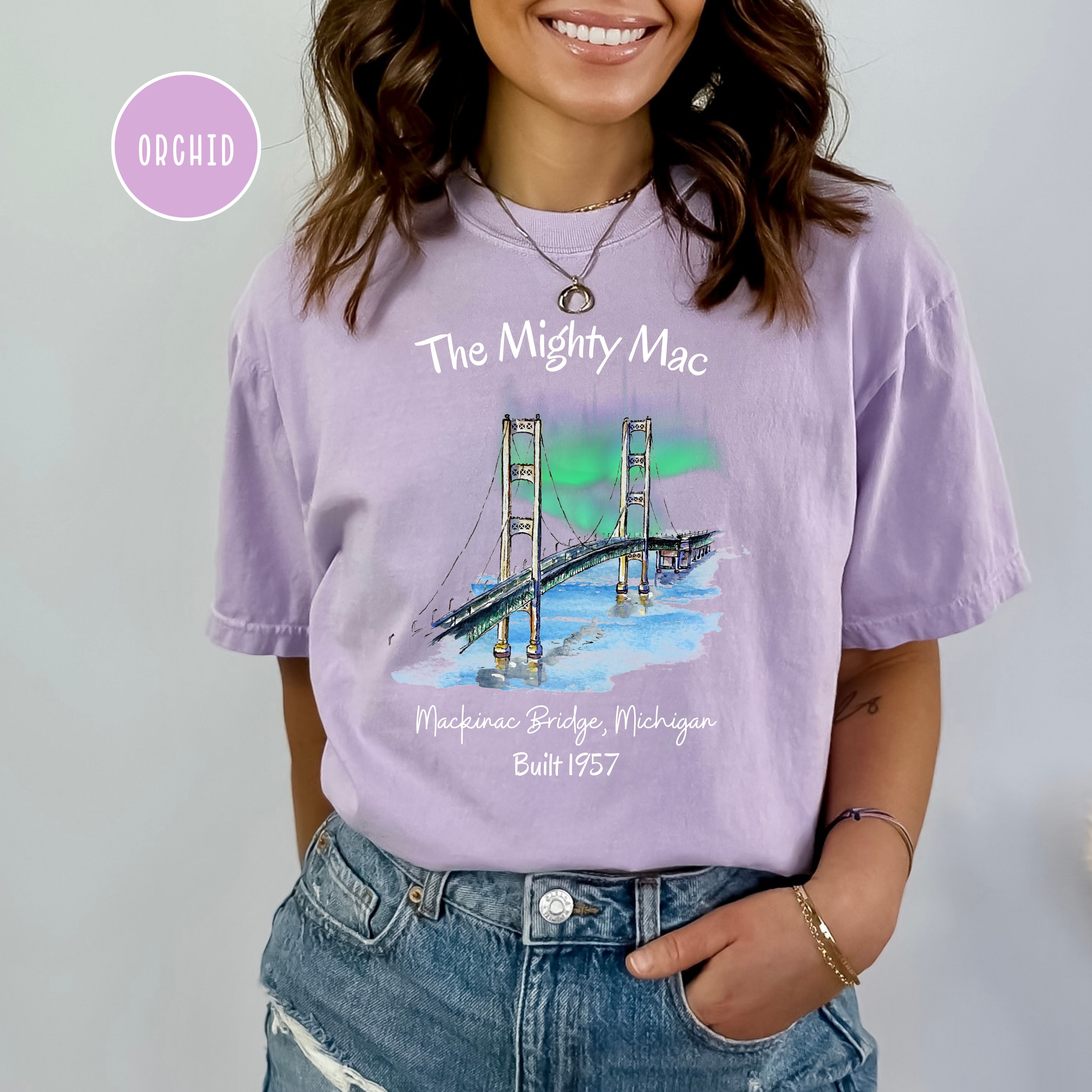 Northern Lights Over Mackinac Bridge Comfort Colors® Tee