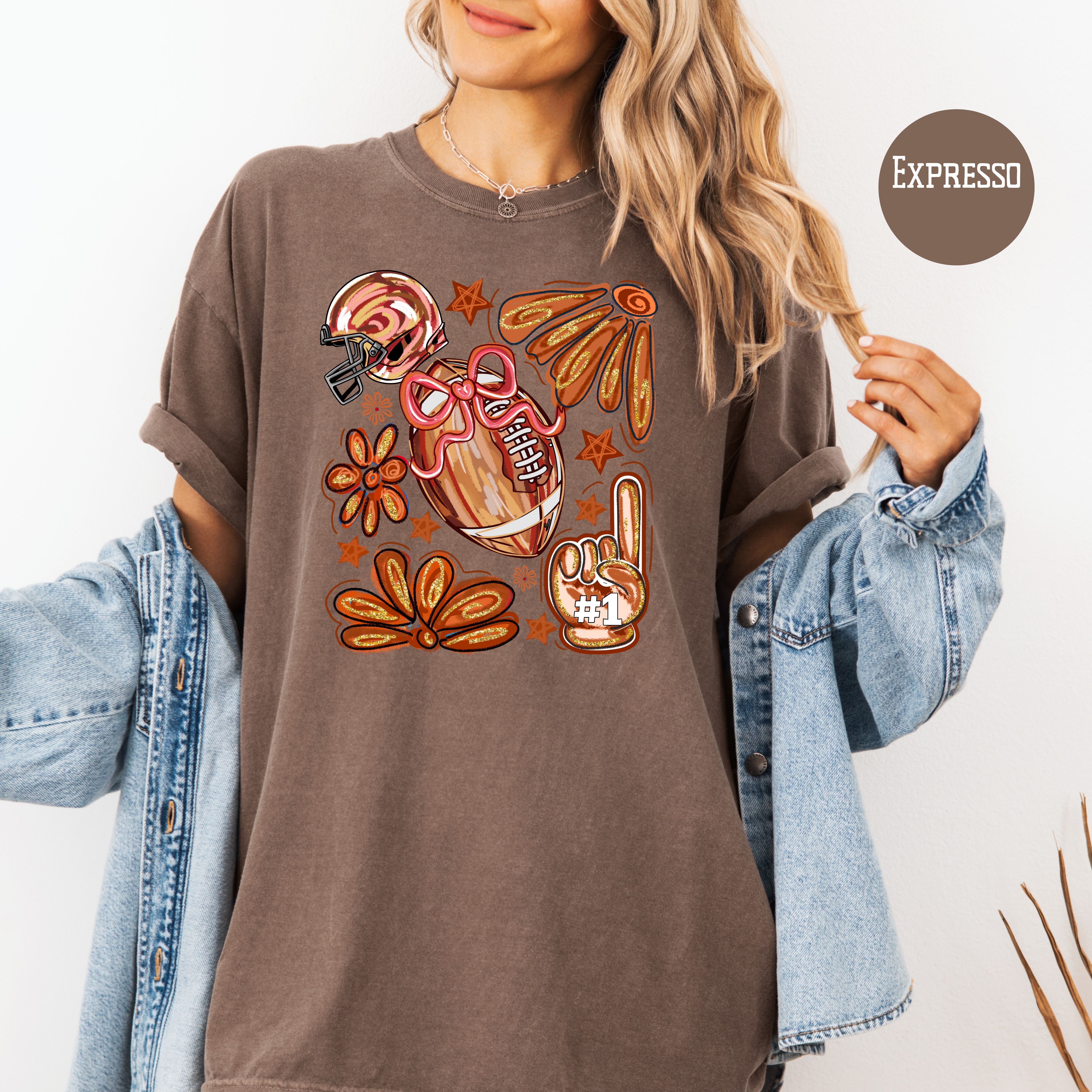 Football Party Comfort Colors Football Game Day Shirt