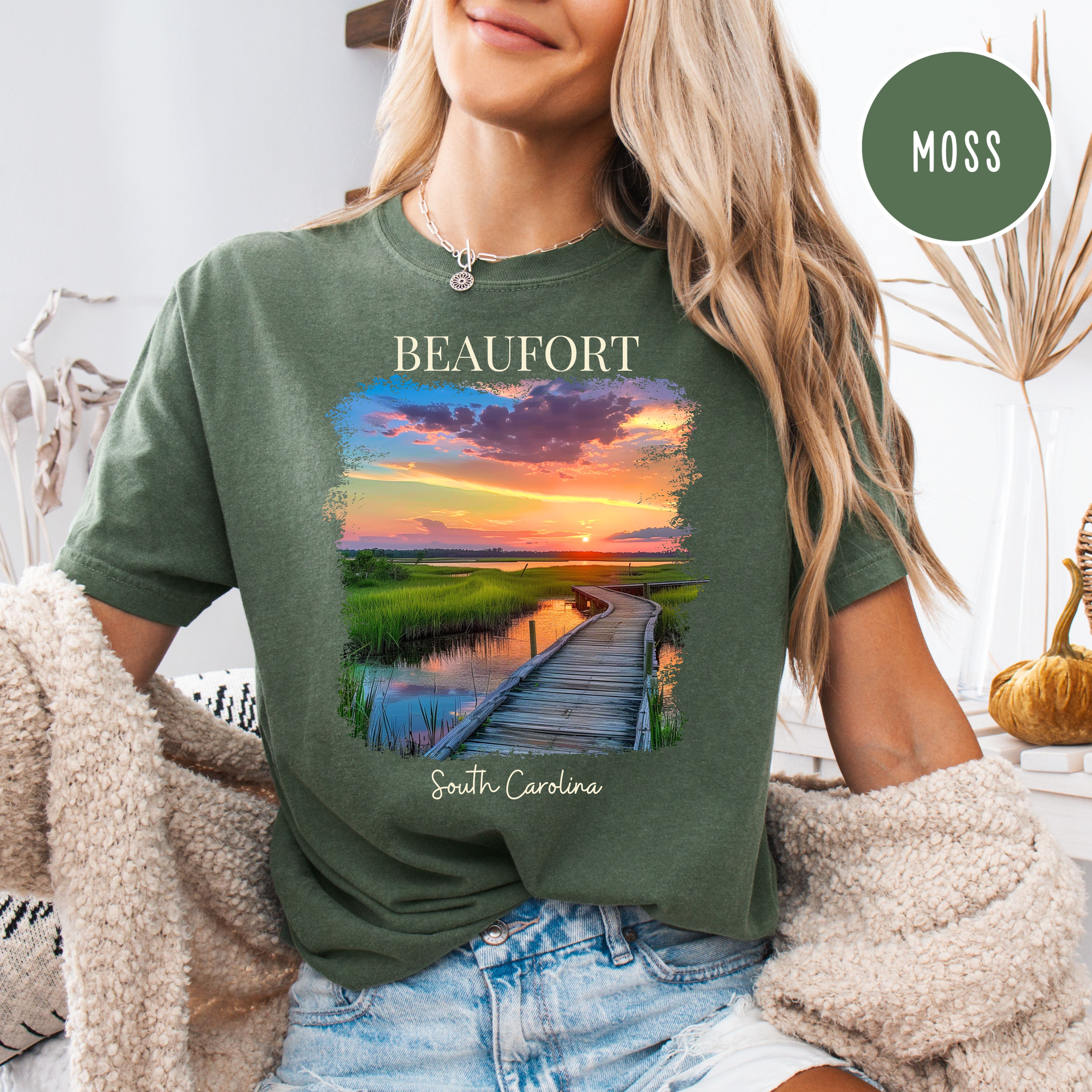 Beaufort South Carolina Sunset Comfort Colors Tee