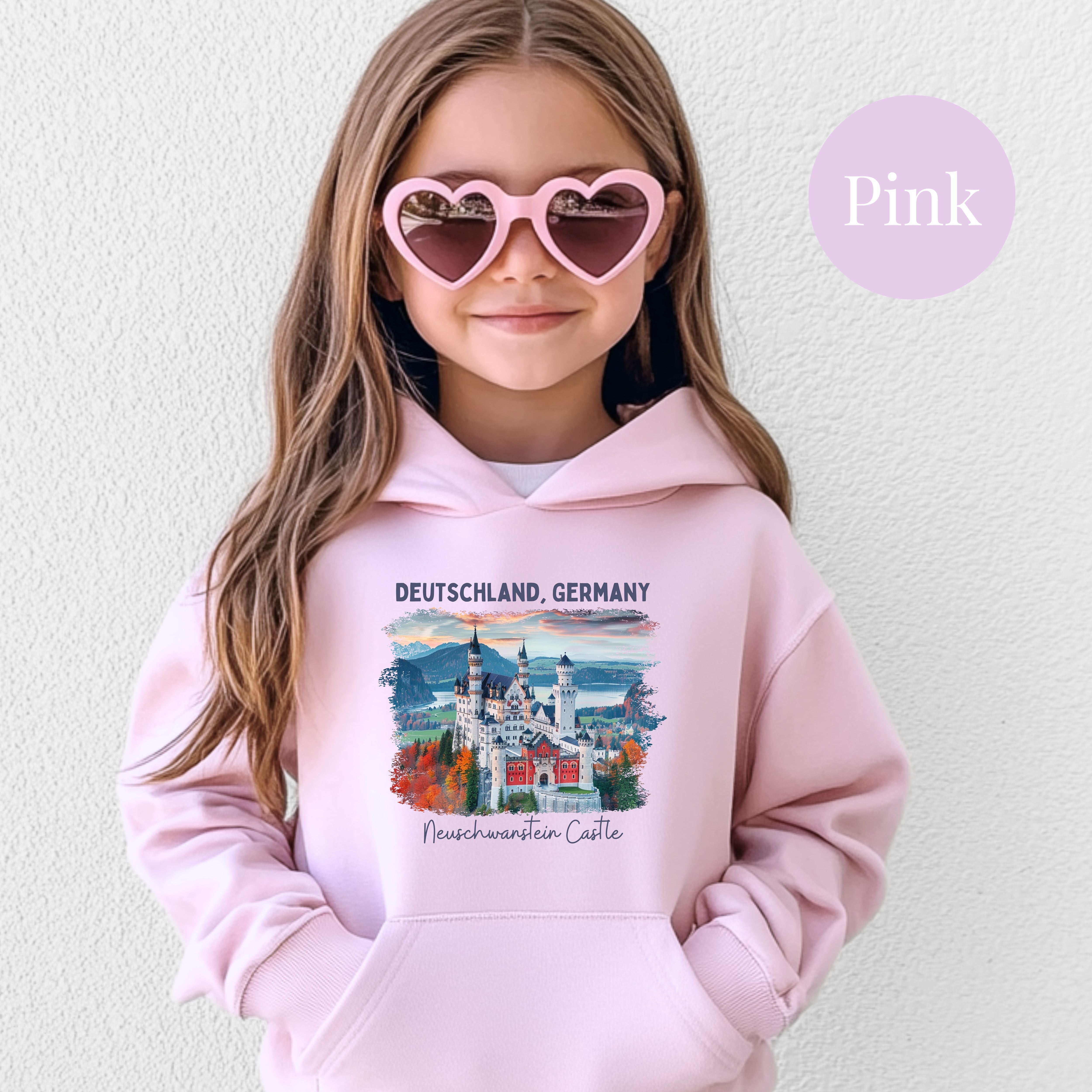 Germany Neuschwanstein Castle Youth Hoodie, Deutschland Germany Vacation Kids Sized Gift Hoodie