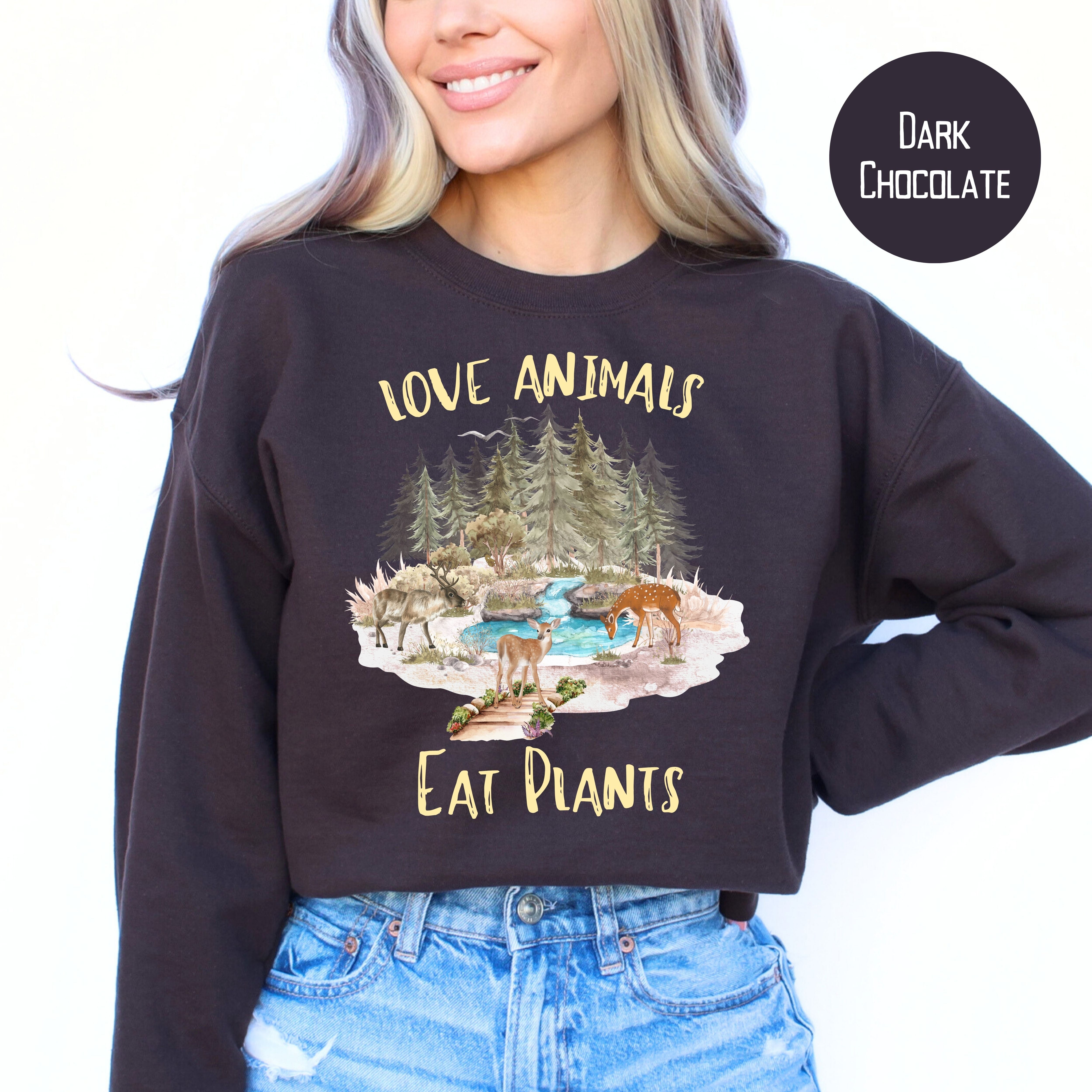 Vegetarian Gift Sweatshirt Love Animals Eat Plants Vegan Gift Sweatshirt