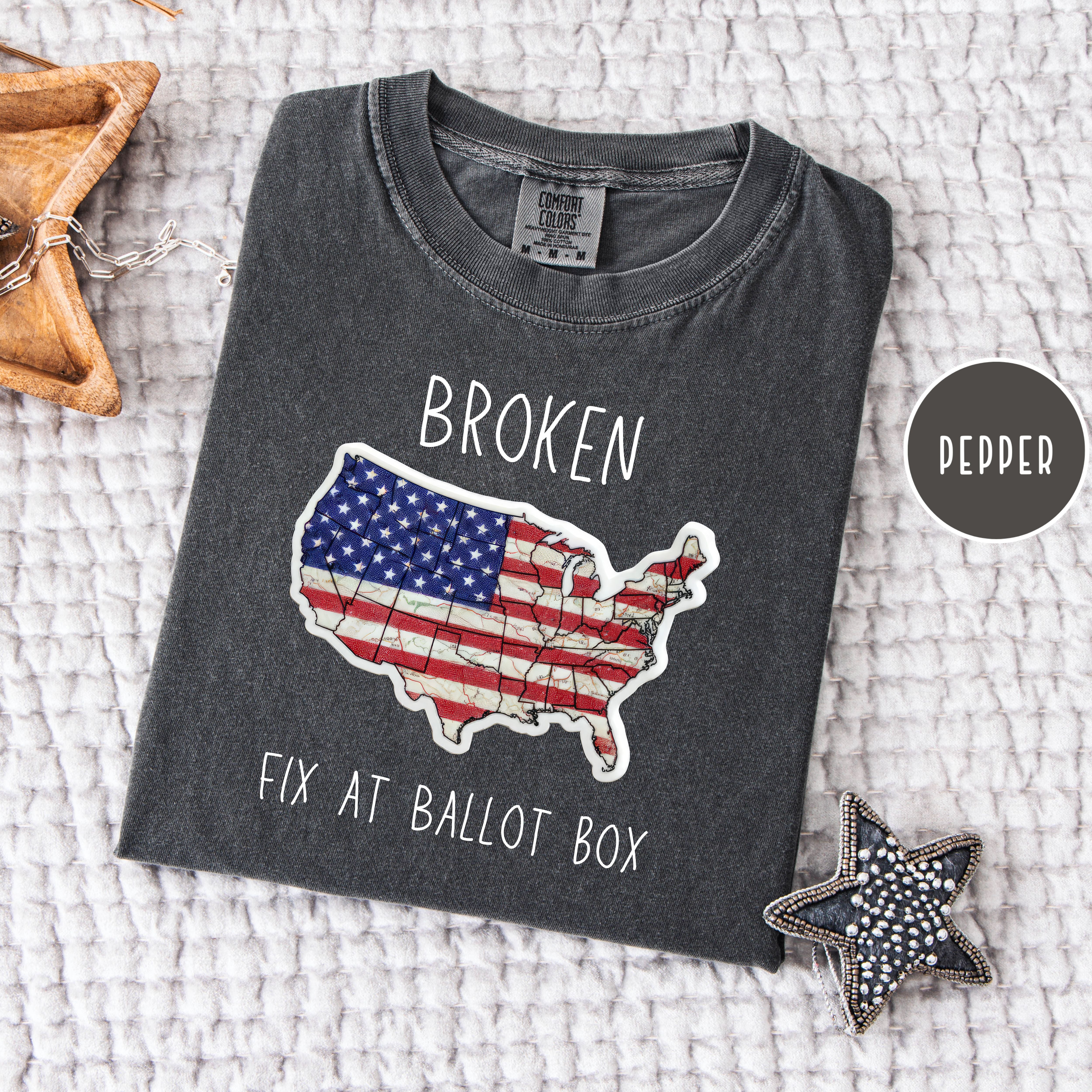 Funny Political USA Shirt Broken Fix at Ballot Box Unisex Comfort Colors T-Shirt, Protest Shirt, Political Tee, Vote Tee, Your Vote Matters