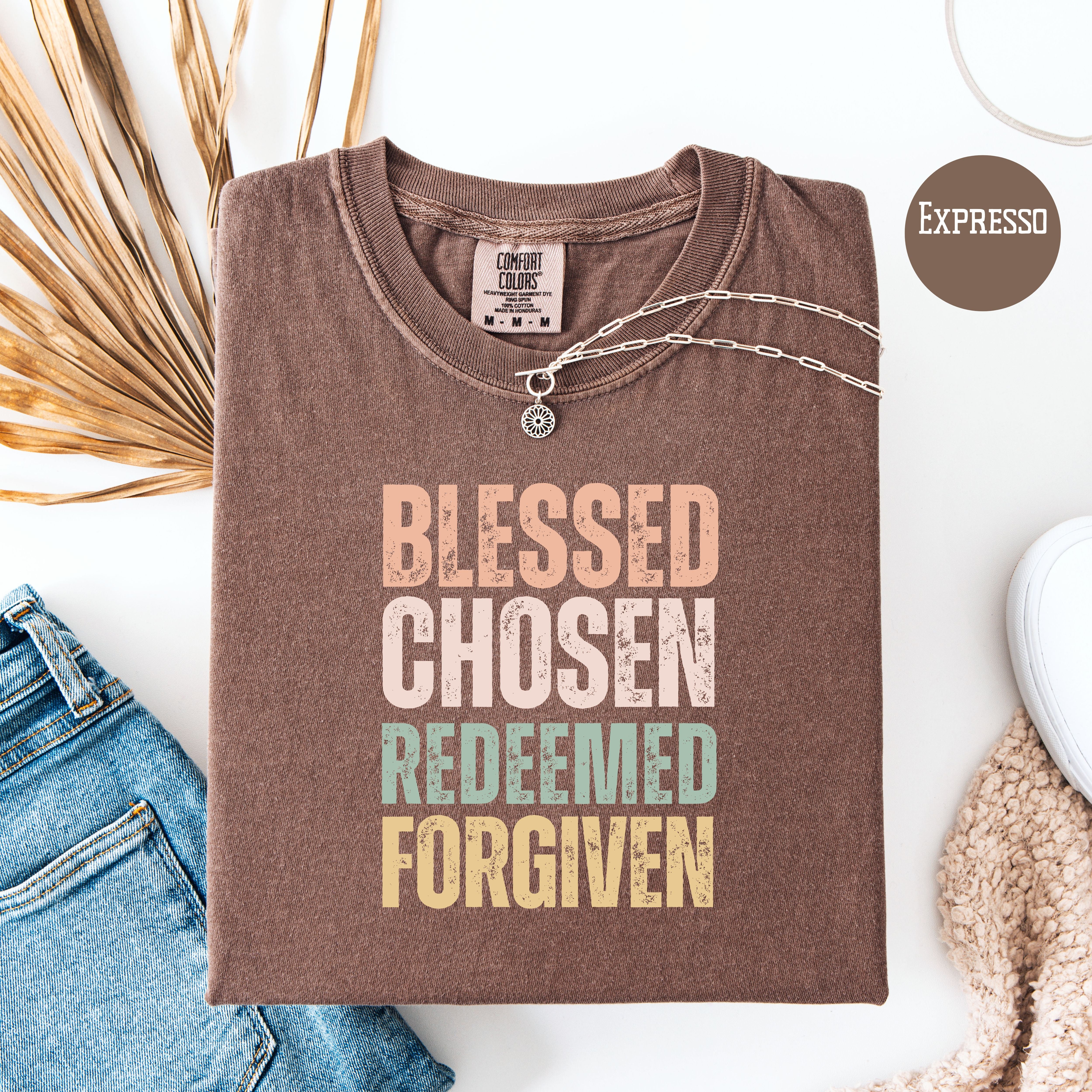 Blessed, Chosen, Forgiven Christian Comfort Colors T-Shirt