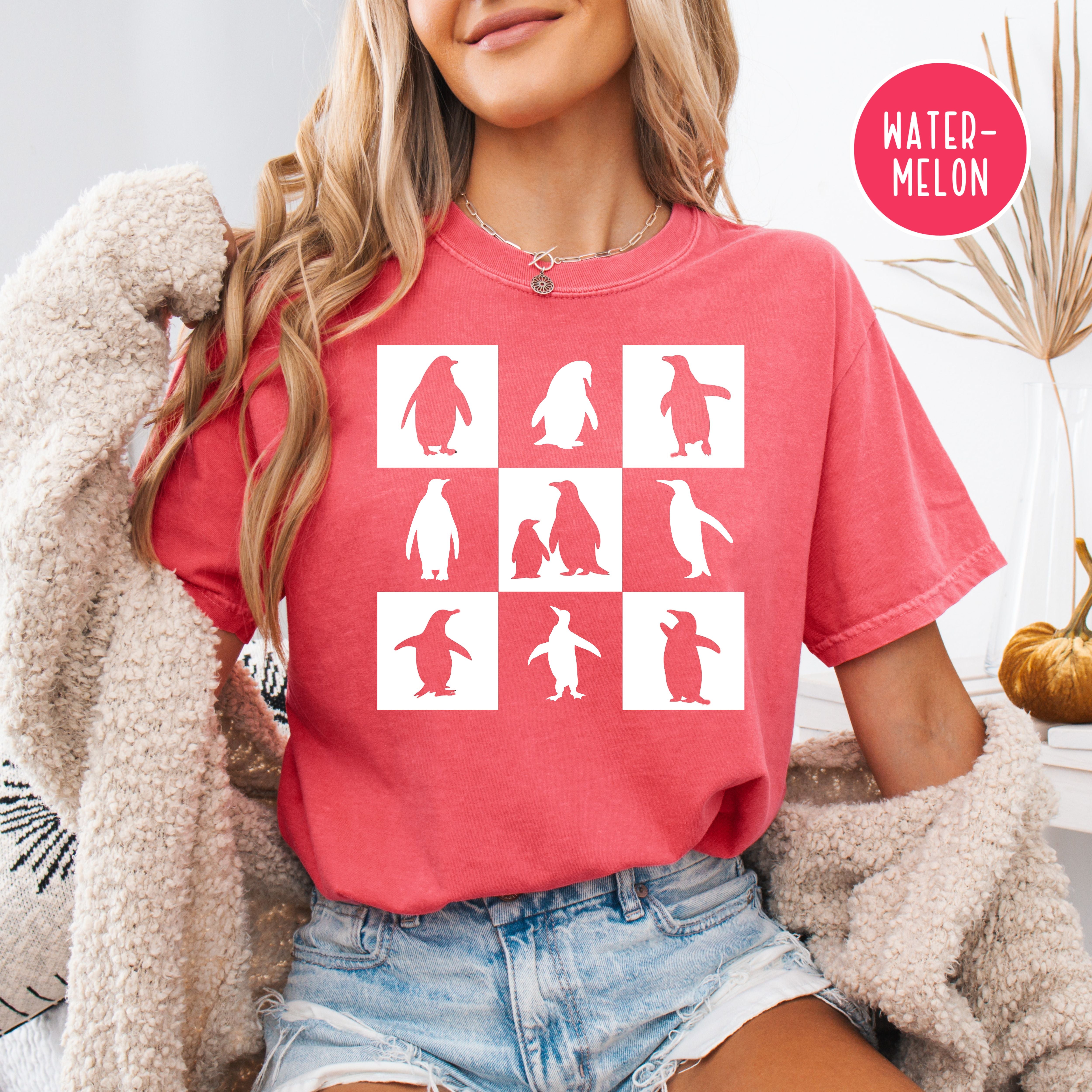 Penguin Lover Checkerboard Comfort Colors® Tee