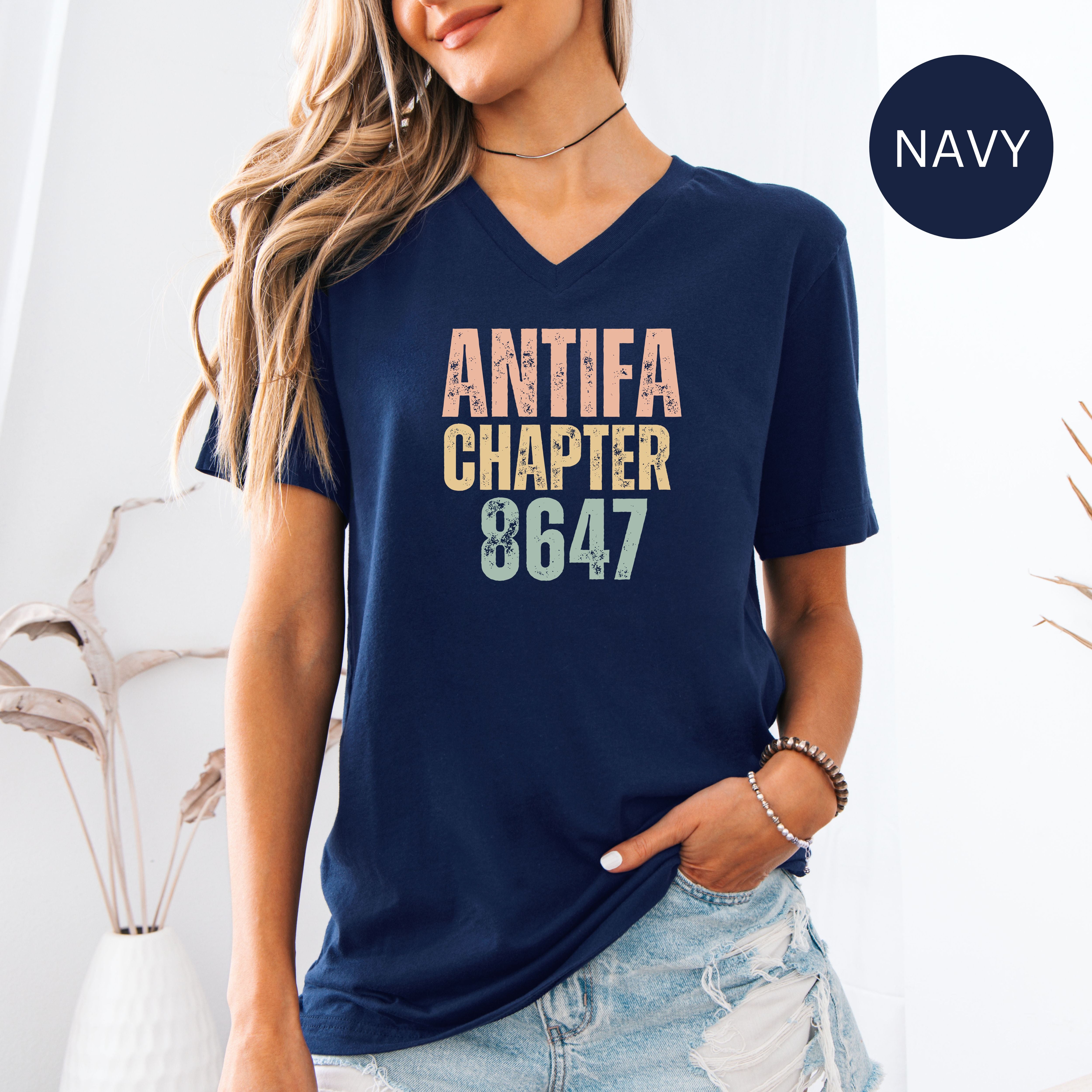 Antifa Chapter 8647 Bella Canvas V-Neck Tee, Protest Tee Shirt