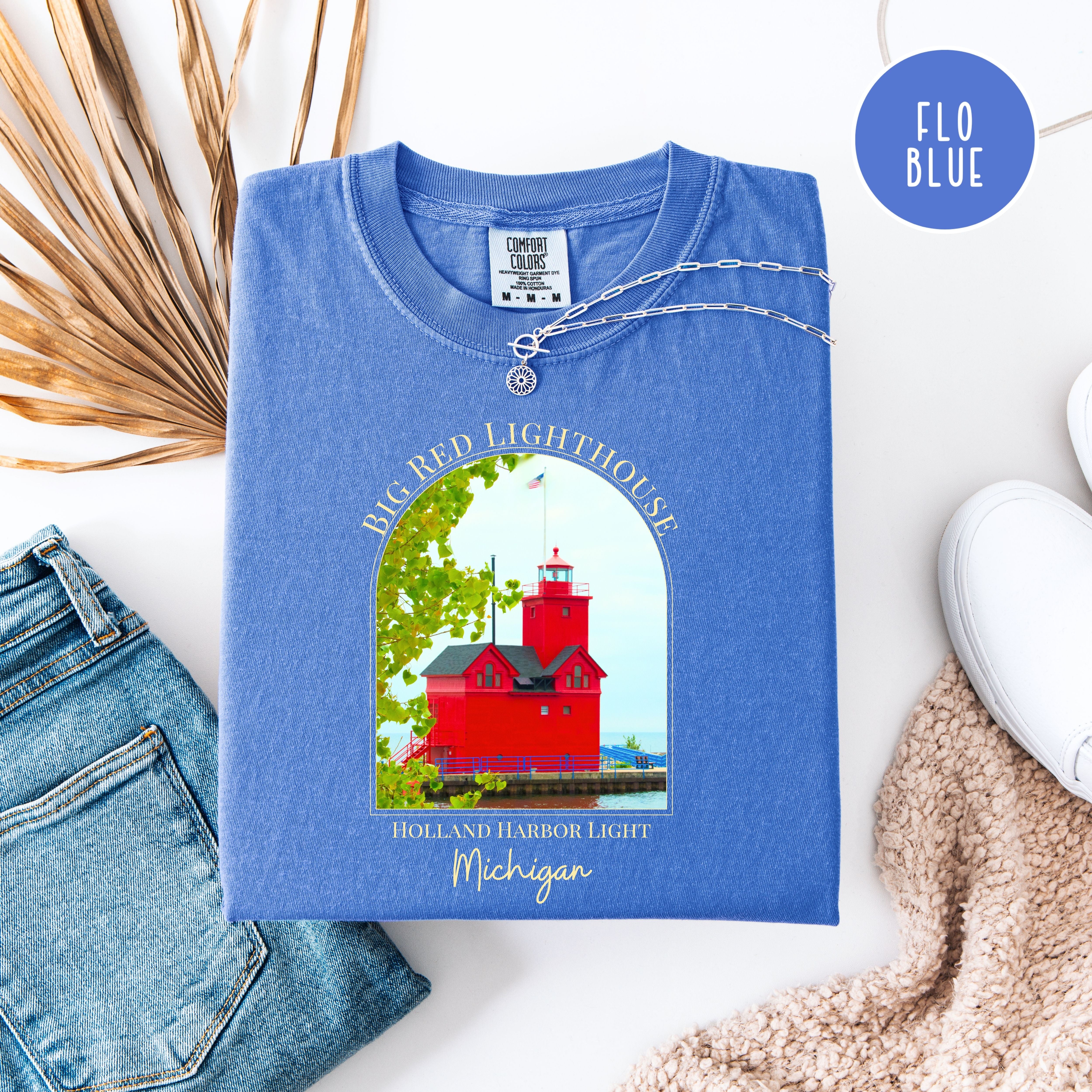 Big Red Lighthouse Michigan Comfort Colors Tee