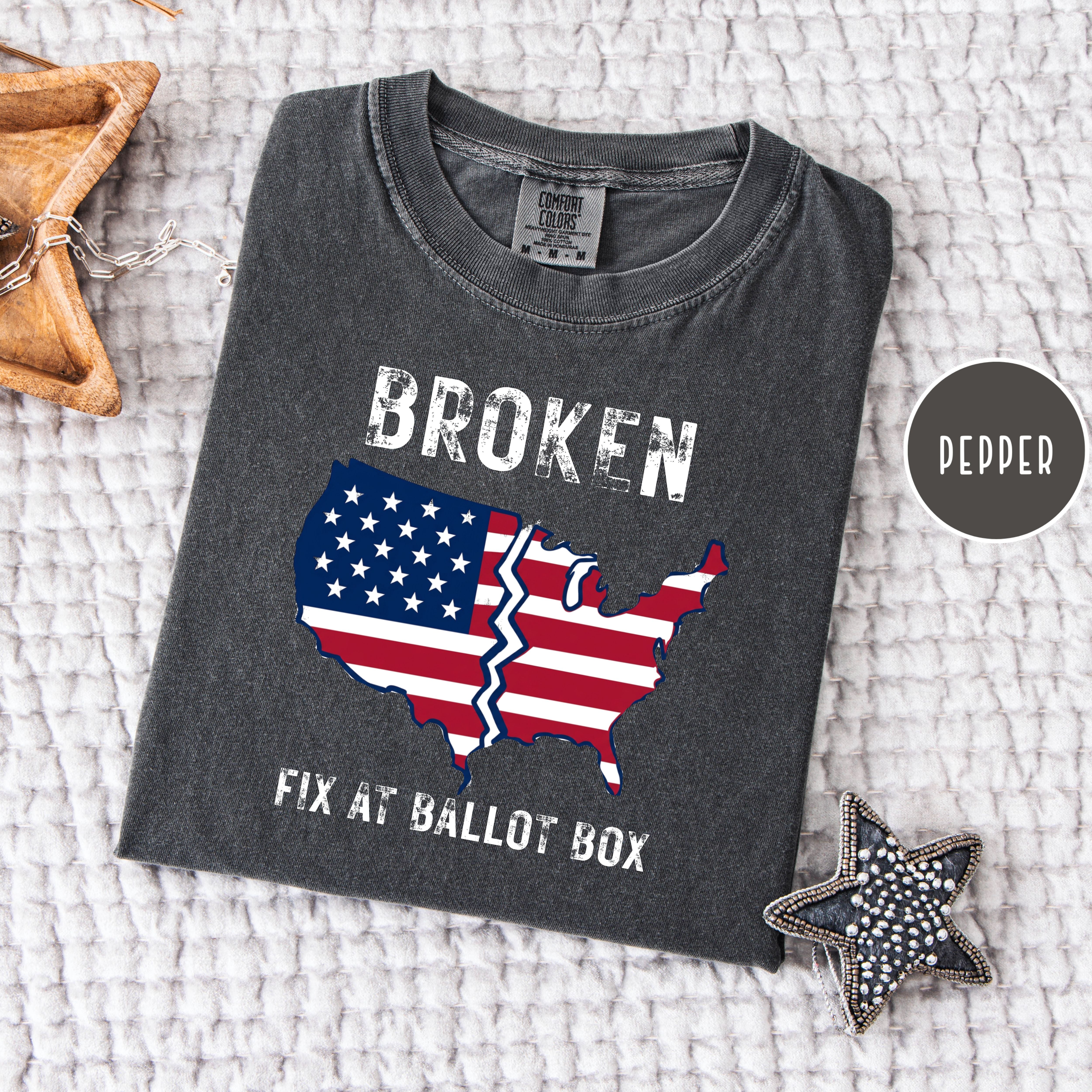 America is Broken Fix at Ballot Unisex Comfort Colors T-Shirt, Voting Tee Shirt, Election Tee Shirt, Politics Shirt, Protest Shirt