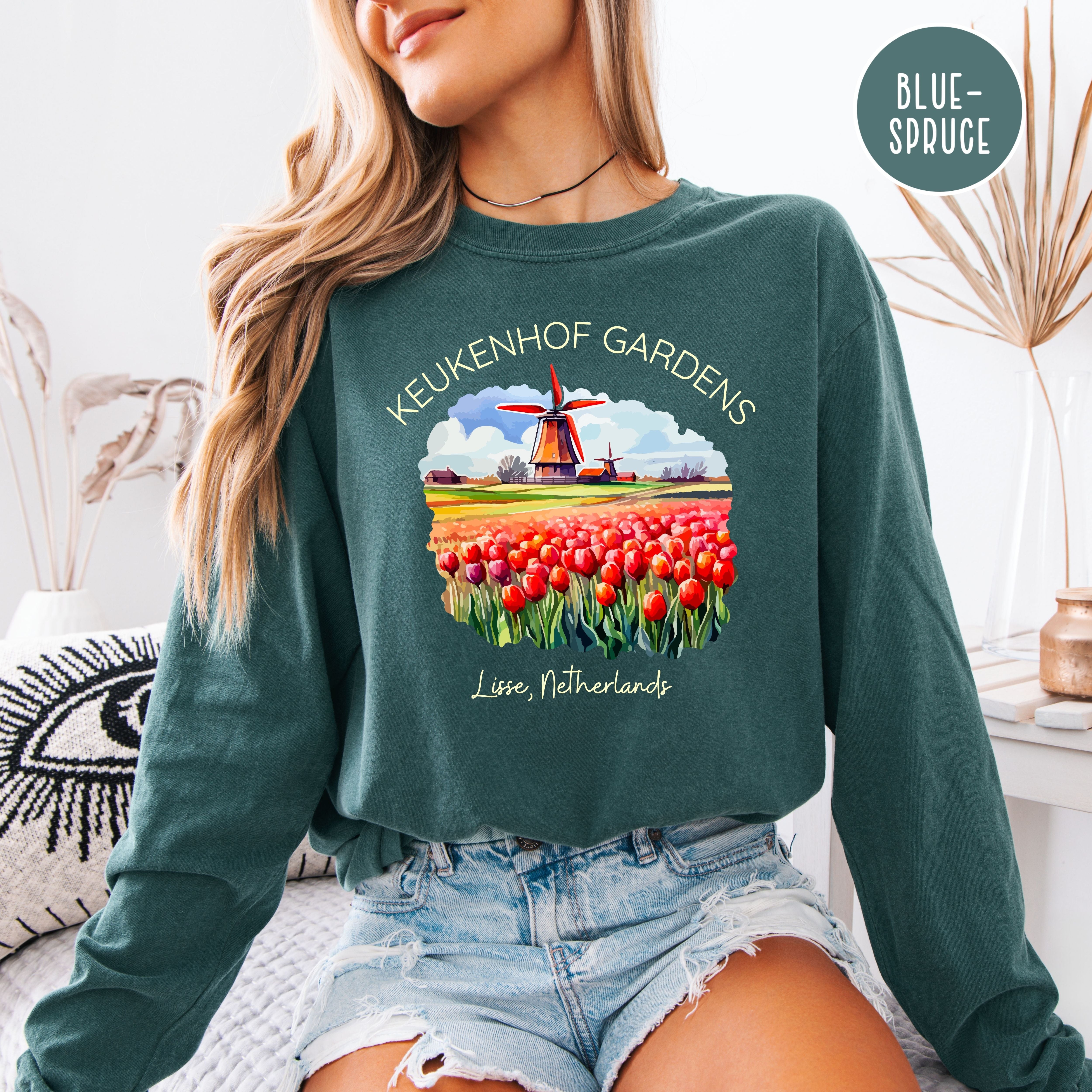 Lisse Netherlands Comfort Colors Long Sleeve Tee Shirt Gift, Gardens of Netherlands, Keukenhof Gardens, Lisse Netherlands Vacation Gift