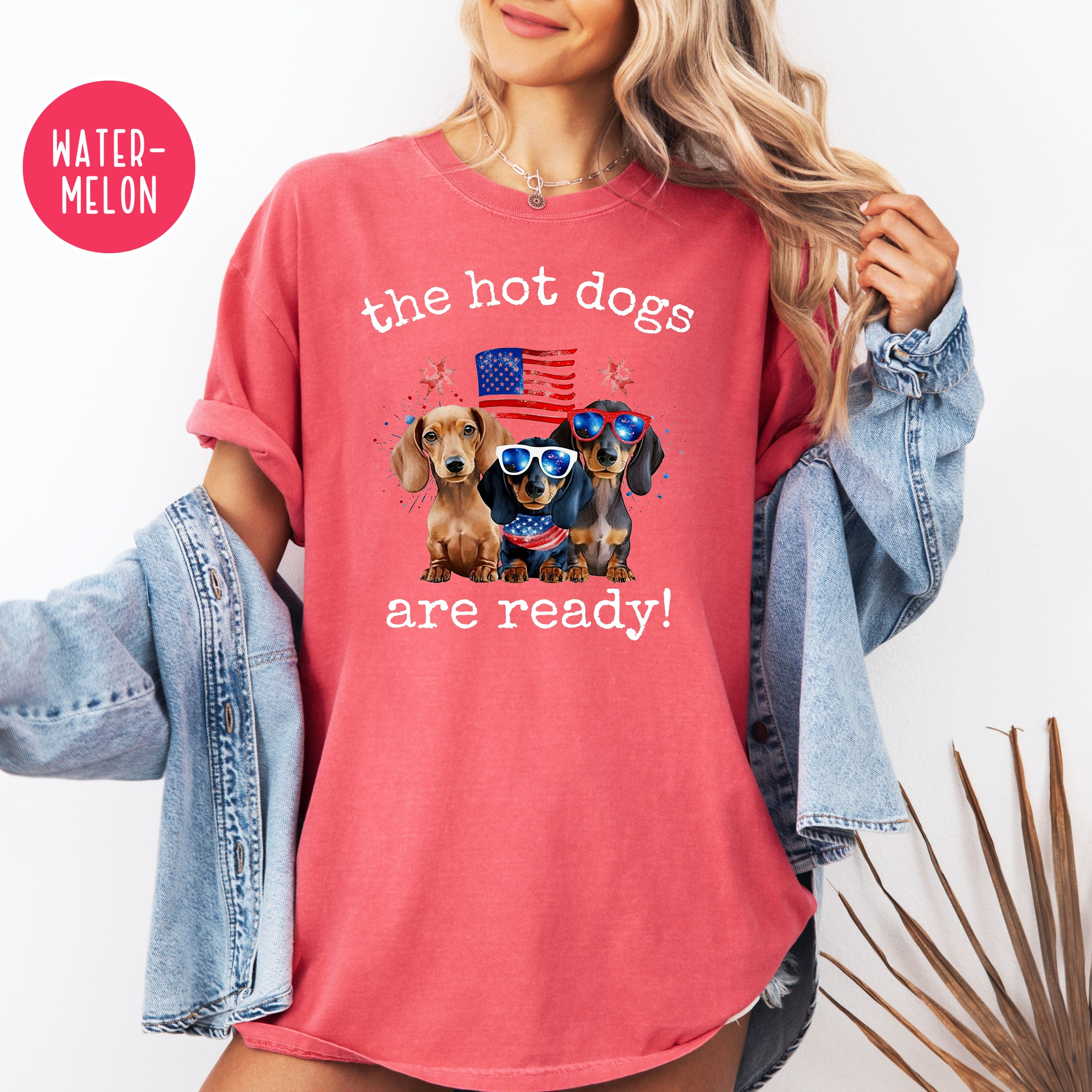 Funny 4th of July Wiener Dog Lover Comfort Colors Tee